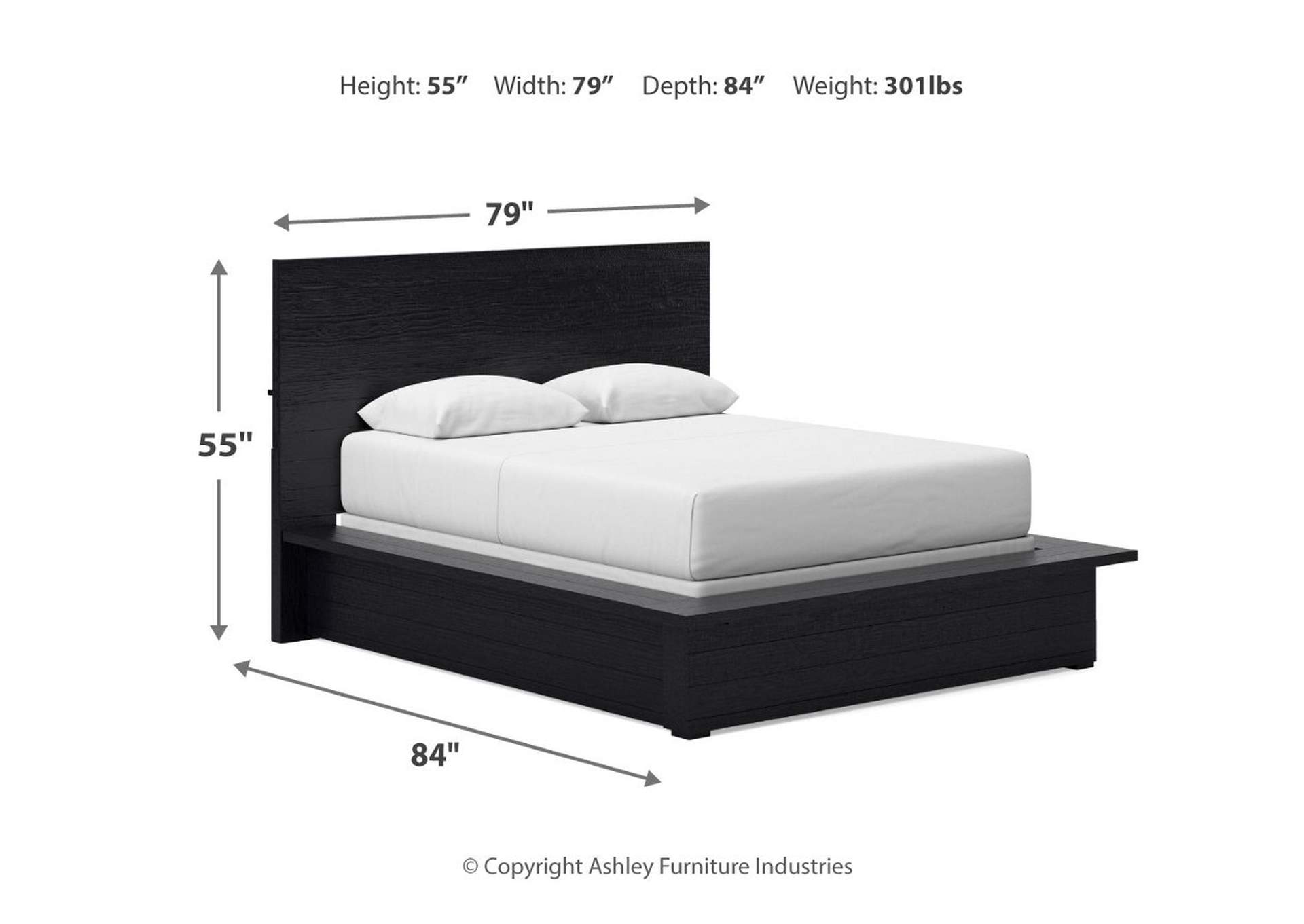 Londer Queen Panel Bed with Mirrored Dresser and 2 Nightstands,Millennium