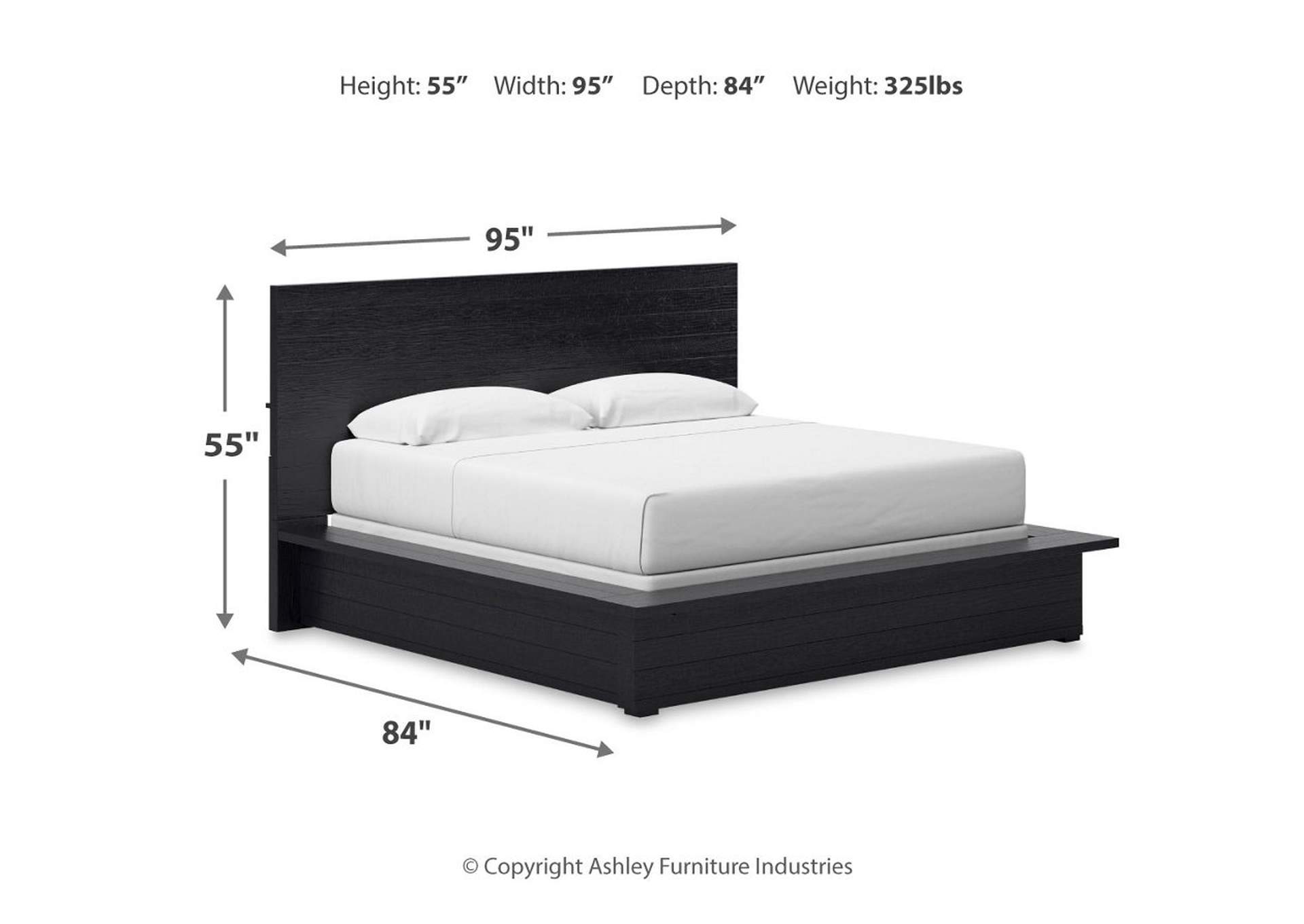 Londer King Panel Bed with Mirrored Dresser, Chest and 2 Nightstands,Millennium