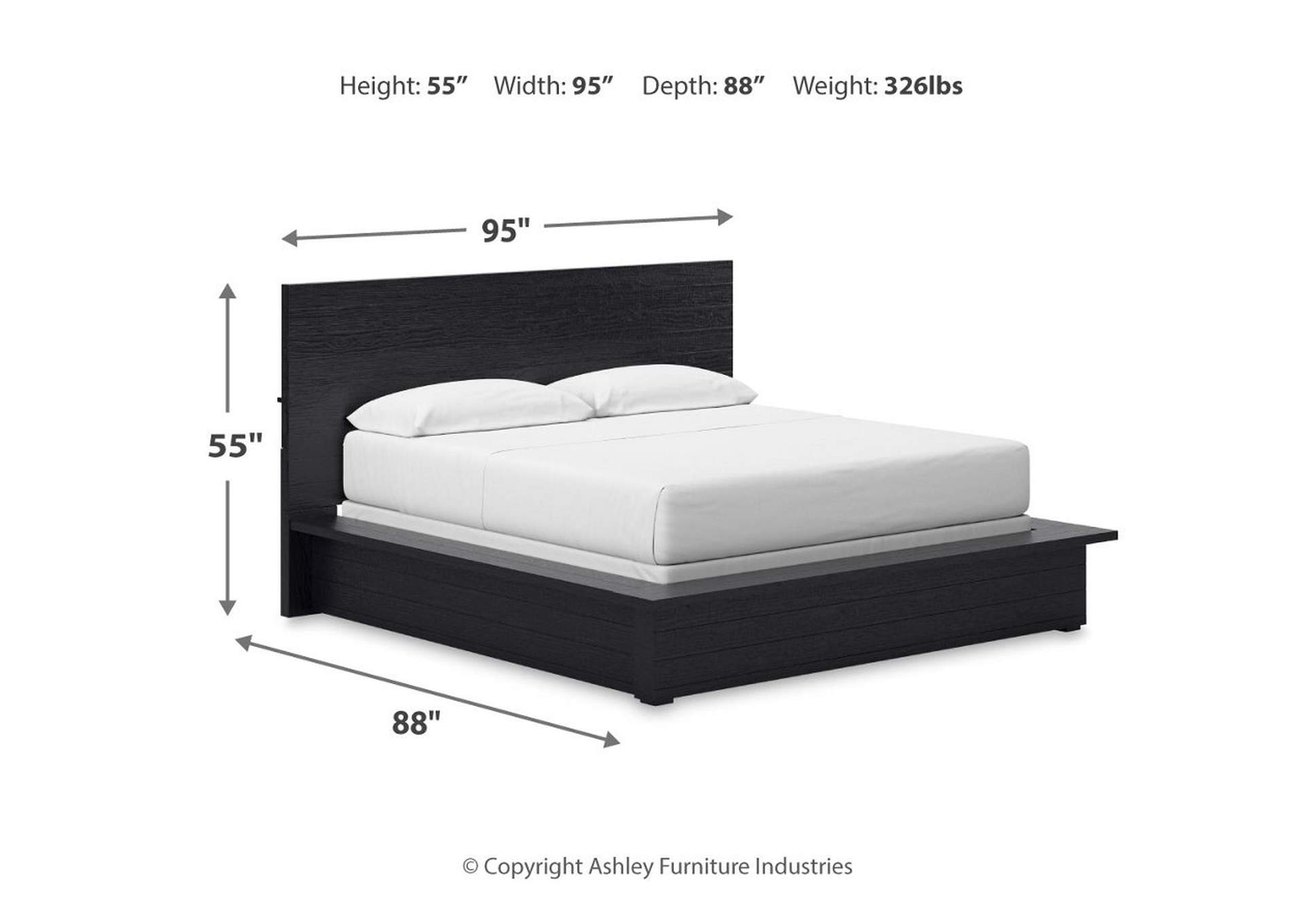 Londer California King Panel Bed with Mirrored Dresser, Chest and Nightstand,Millennium