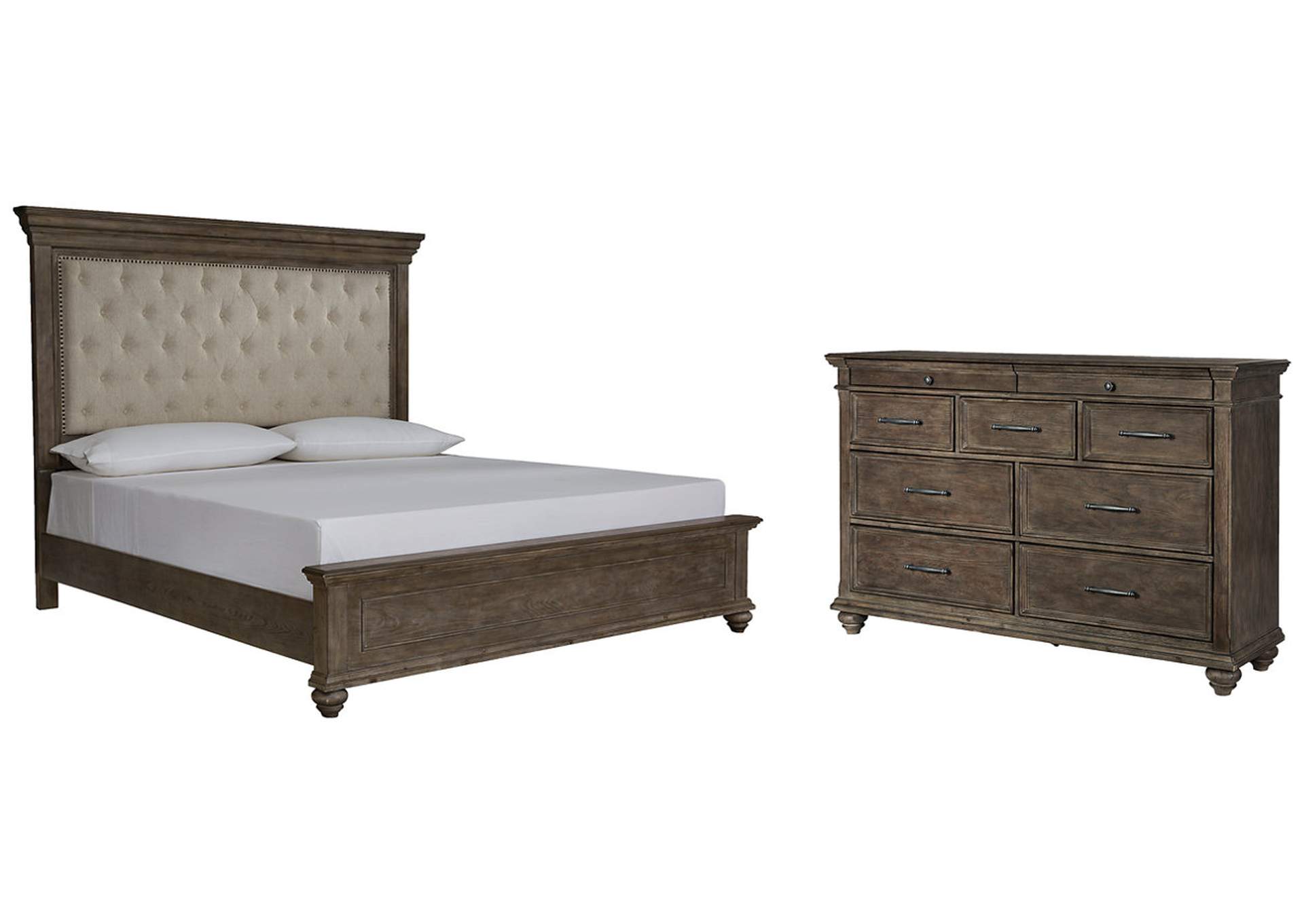 Johnelle Queen Upholstered Panel Bed with Dresser,Millennium