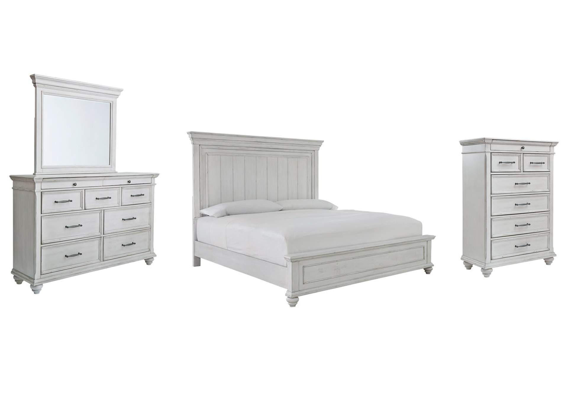 Kanwyn King Panel Bed with Mirrored Dresser and Chest,Benchcraft