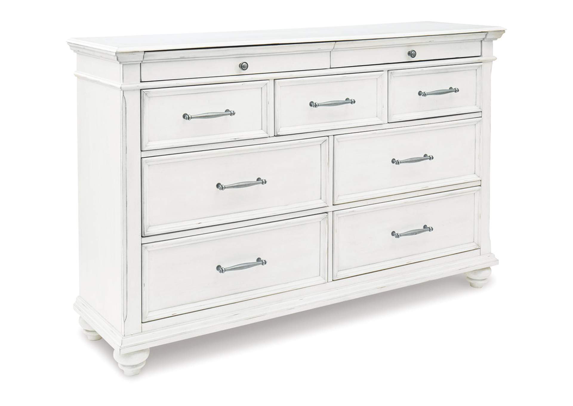 Kanwyn Cal King Upholstered Panel Bed, Dresser, Mirror and Chest,Benchcraft