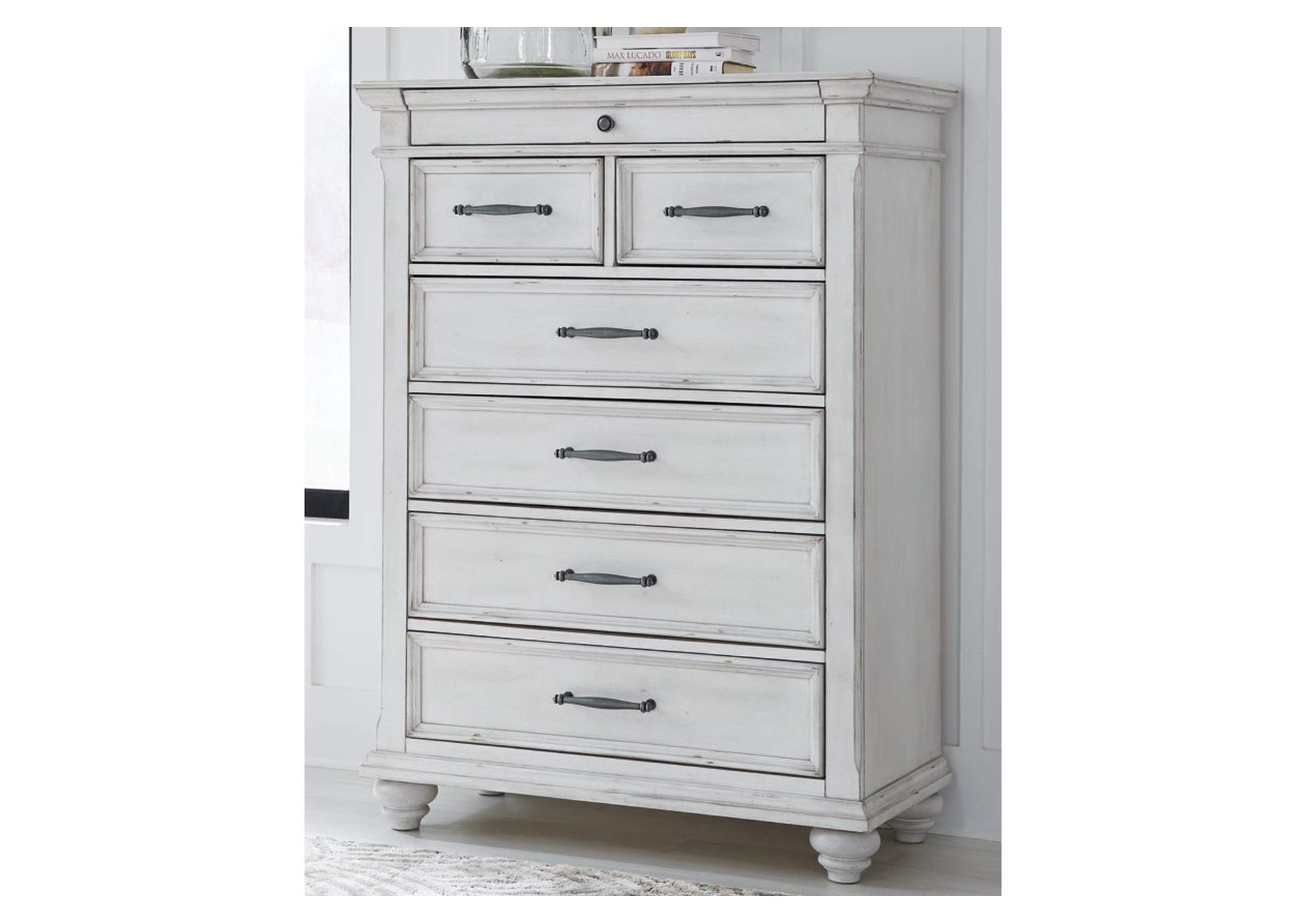 Kanwyn Cal King Upholstered Panel Bed, Dresser, Mirror and Chest,Benchcraft