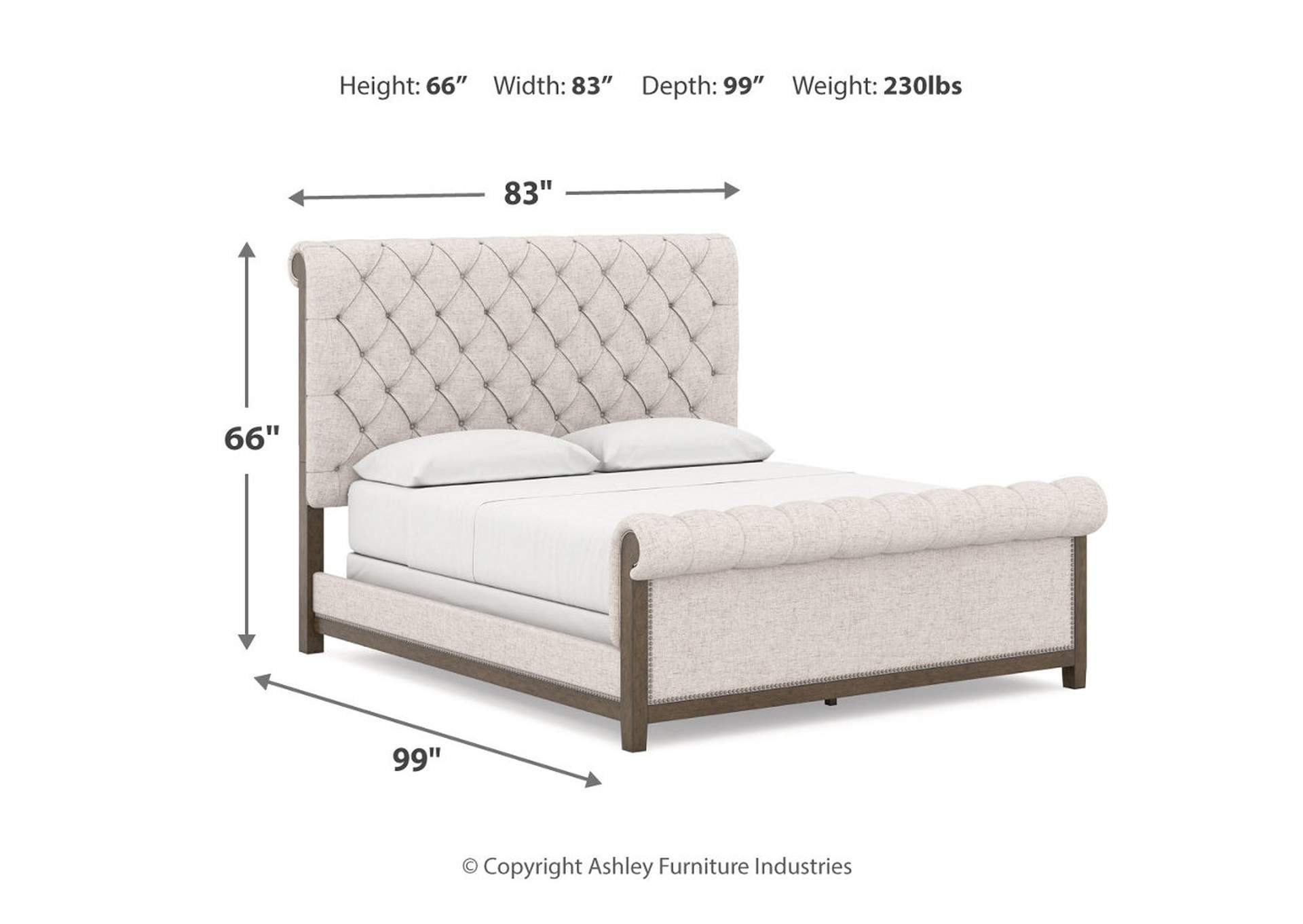 Hillcott California King Upholstered Bed with Dresser and Nightstand,Millennium