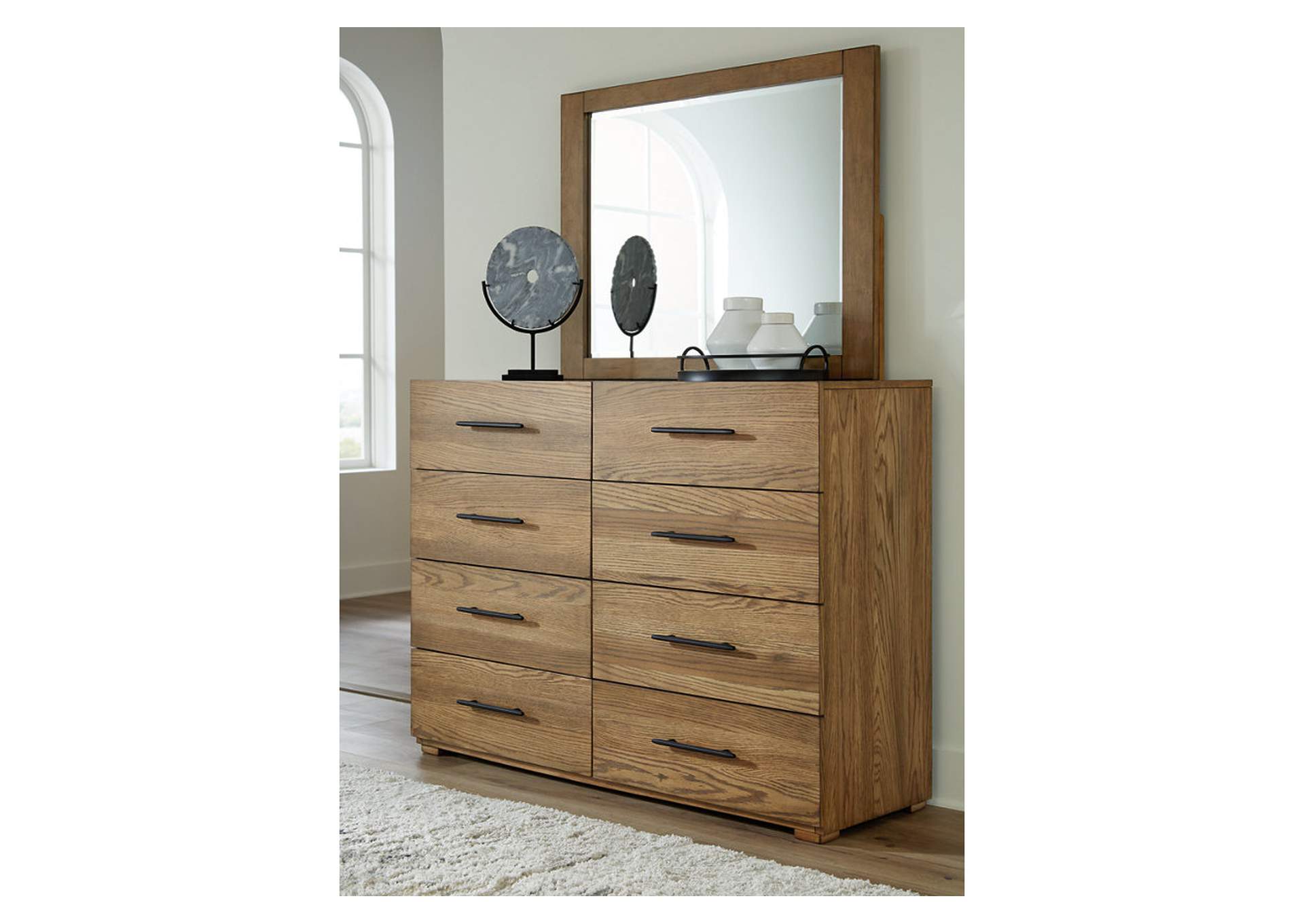 Dakmore California King Upholstered Bed, Dresser and Mirror,Signature Design By Ashley