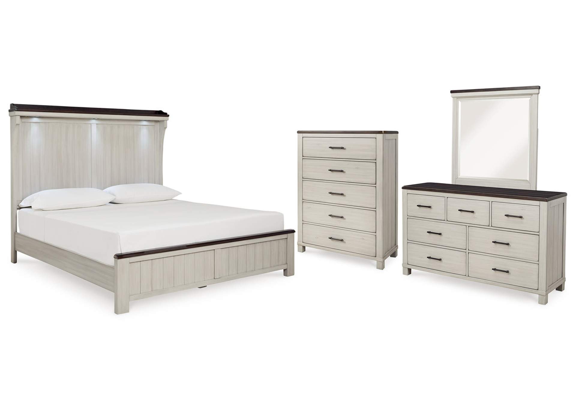 Darborn California King Panel Bed with Mirrored Dresser and Chest,Signature Design By Ashley