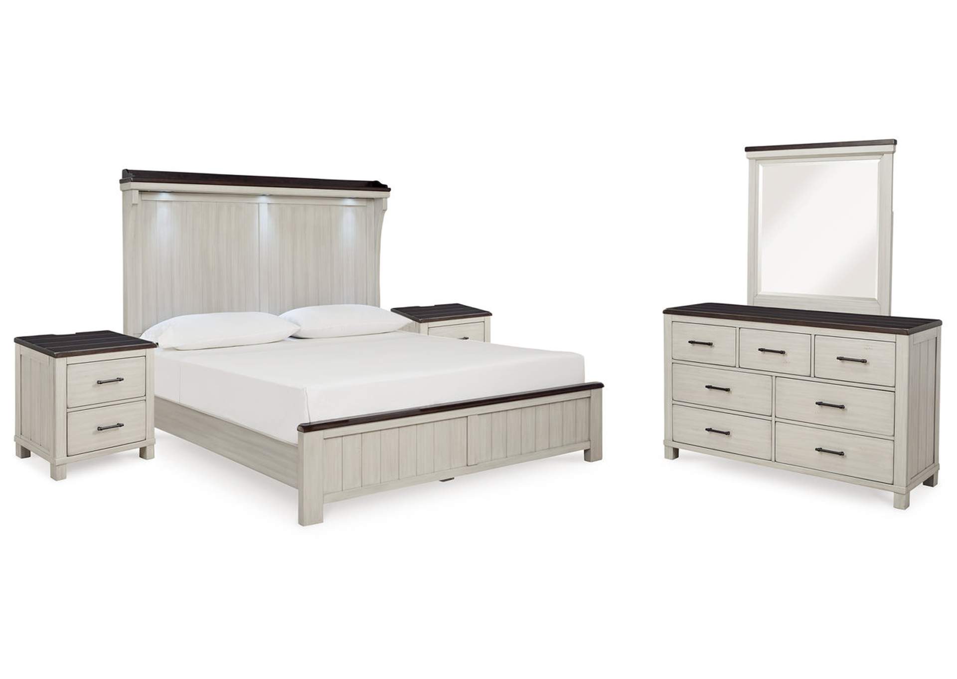 Darborn California King Panel Bed with Mirrored Dresser and 2 Nightstands,Signature Design By Ashley