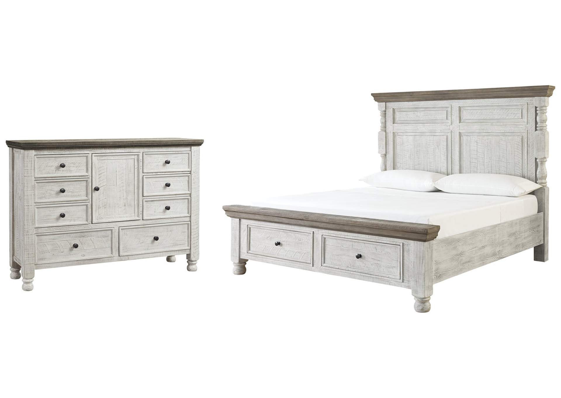 Havalance Queen Poster Bed with 2 Storage Drawers with Dresser,Millennium