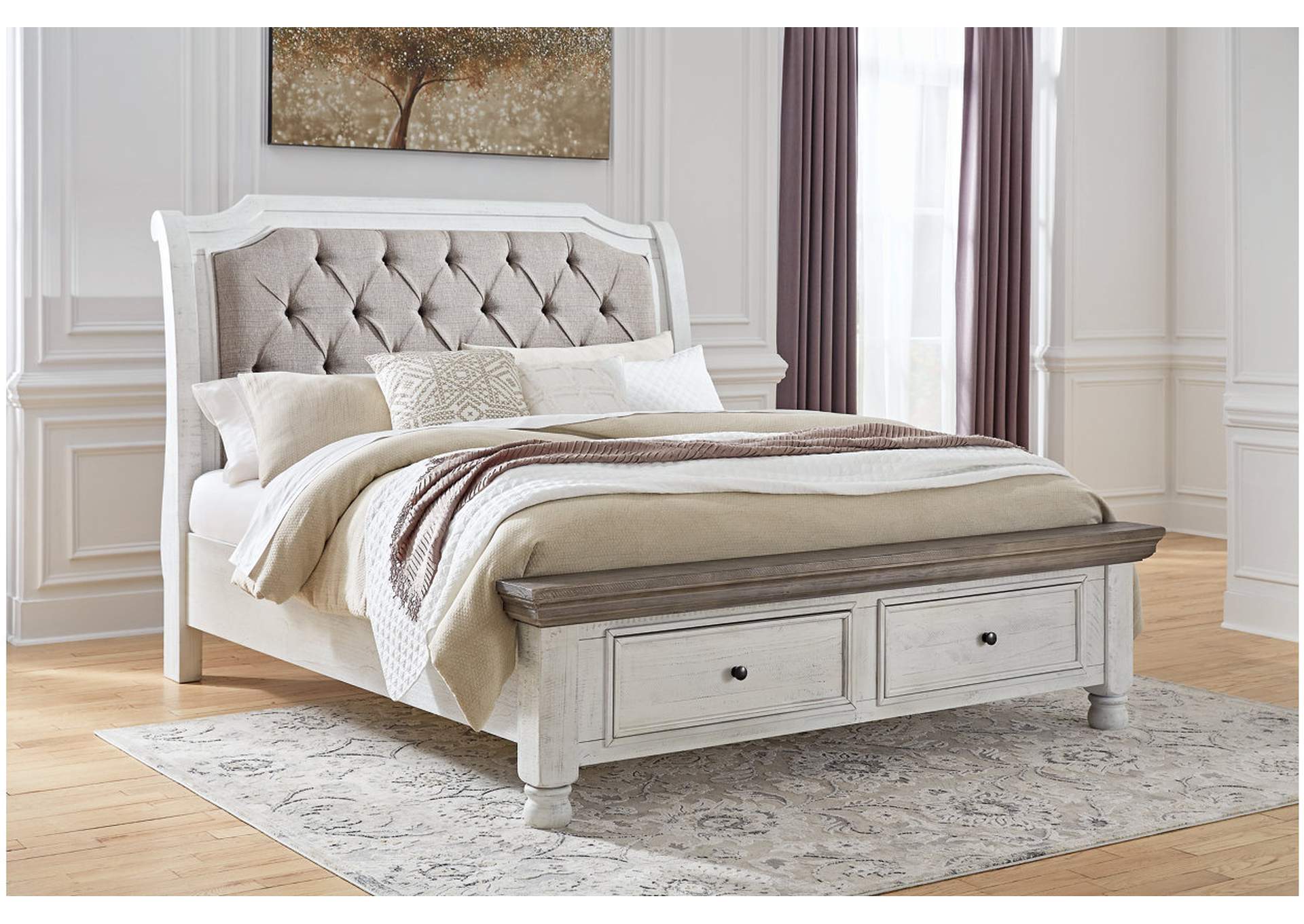 Havalance Queen Sleigh Bed with Storage, Dresser and Mirror,Millennium