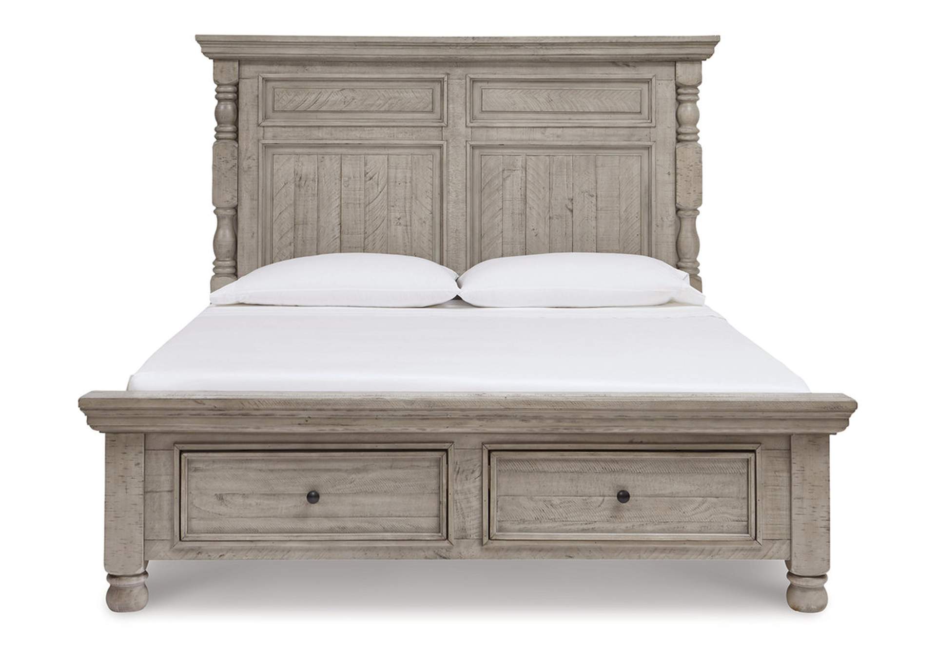 Harrastone King Panel Bed with Mirrored Dresser and Chest,Millennium
