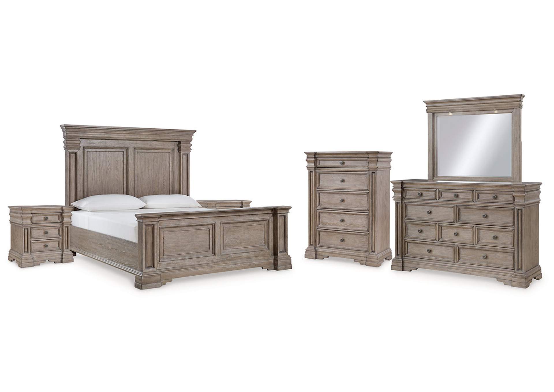 Blairhurst King Panel Bed with Mirrored Dresser, Chest and 2 Nightstands,Signature Design By Ashley