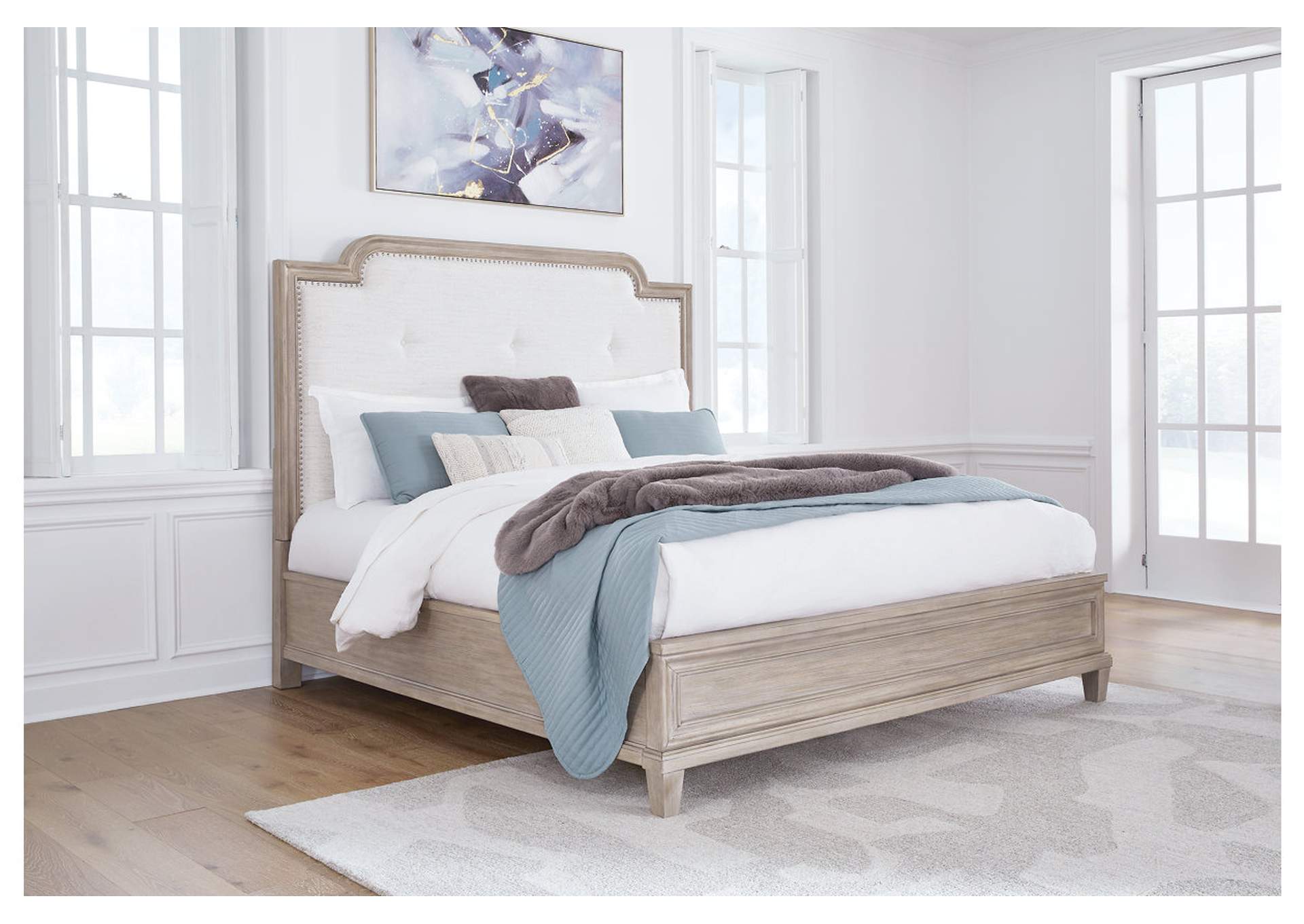 Jorlaina King Upholstered Panel Bed,Millennium