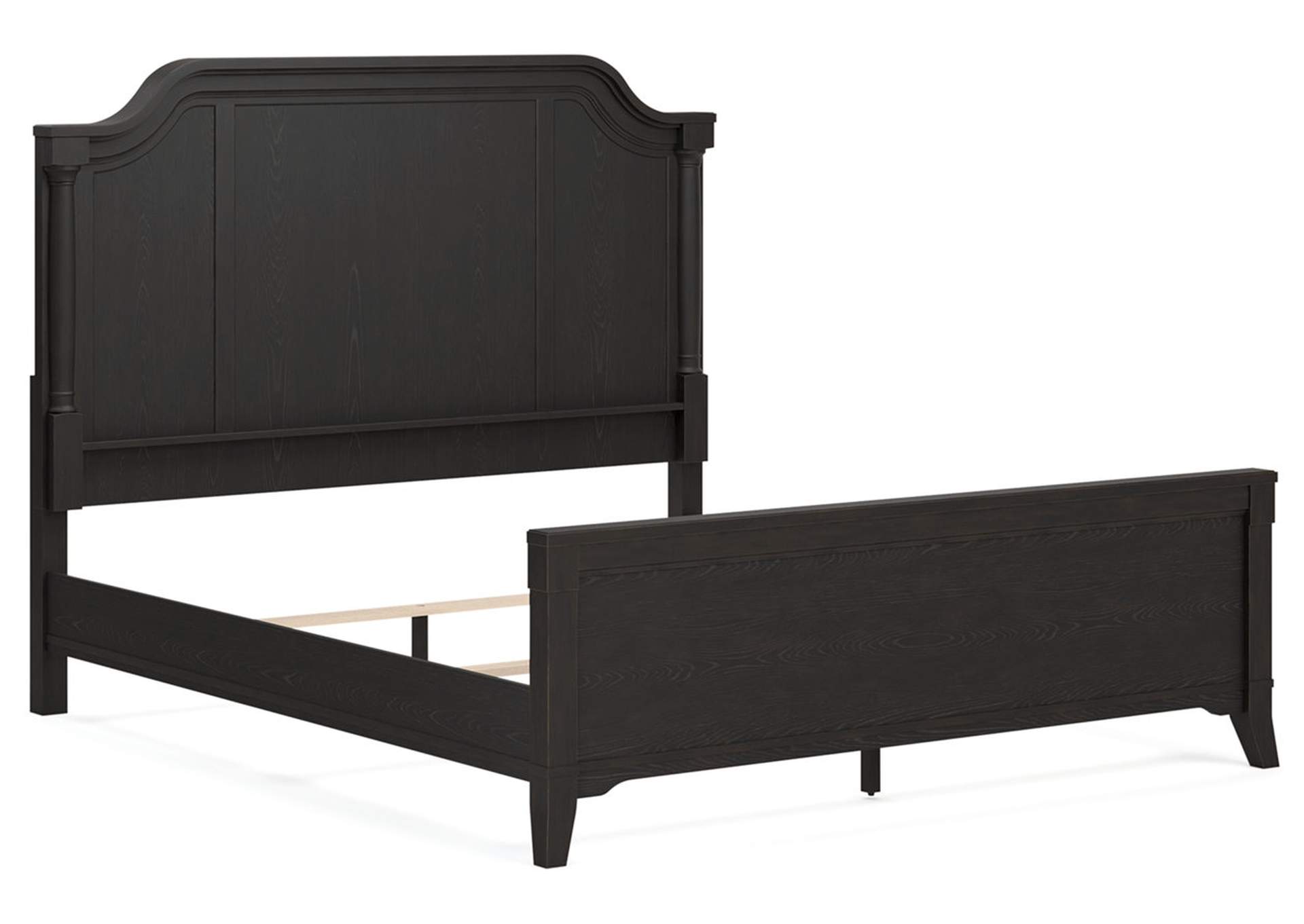 Welltern California King Panel Bed with Mirrored Dresser and Chest,Millennium