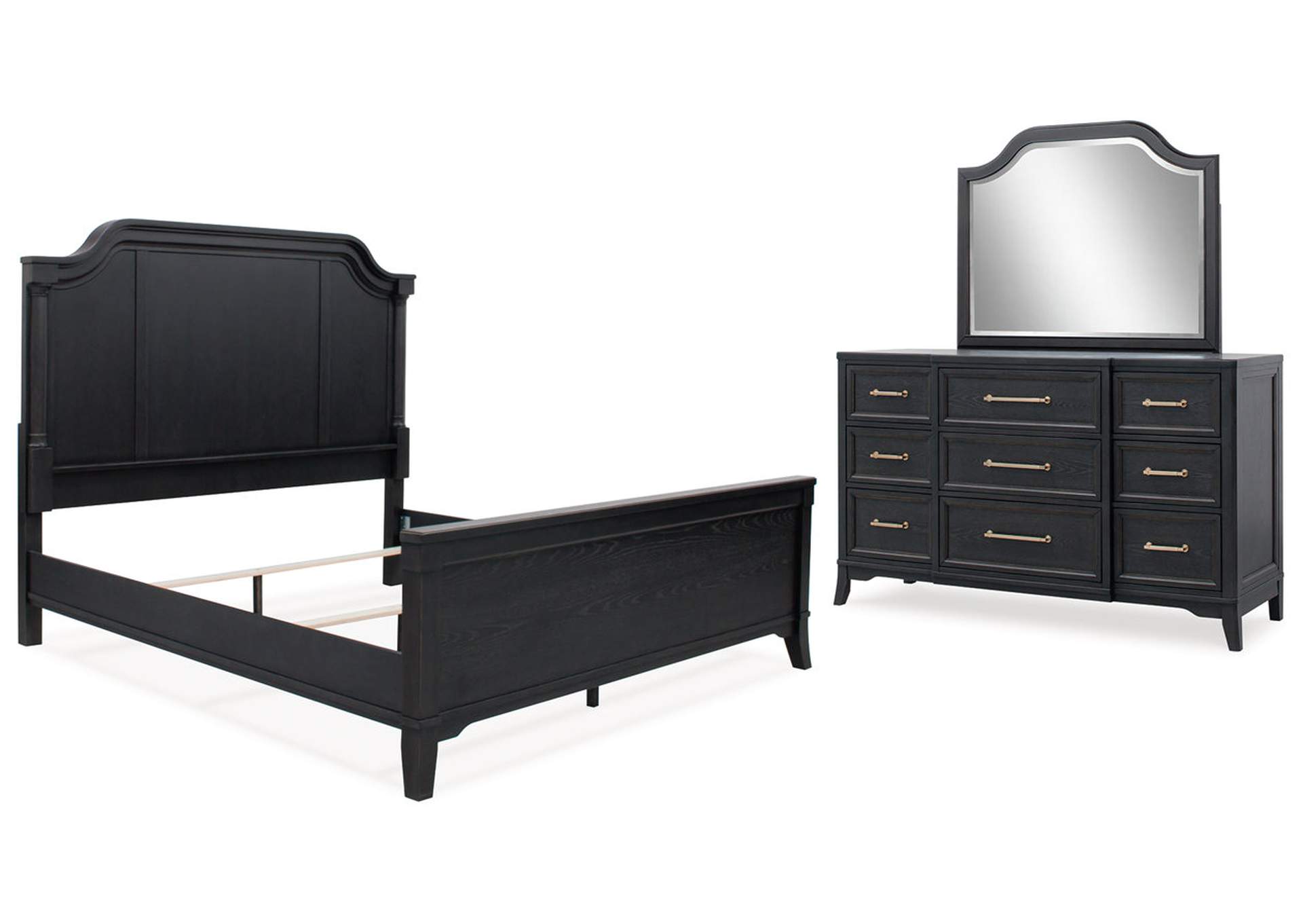 Welltern Queen Panel Bed with Mirrored Dresser,Millennium