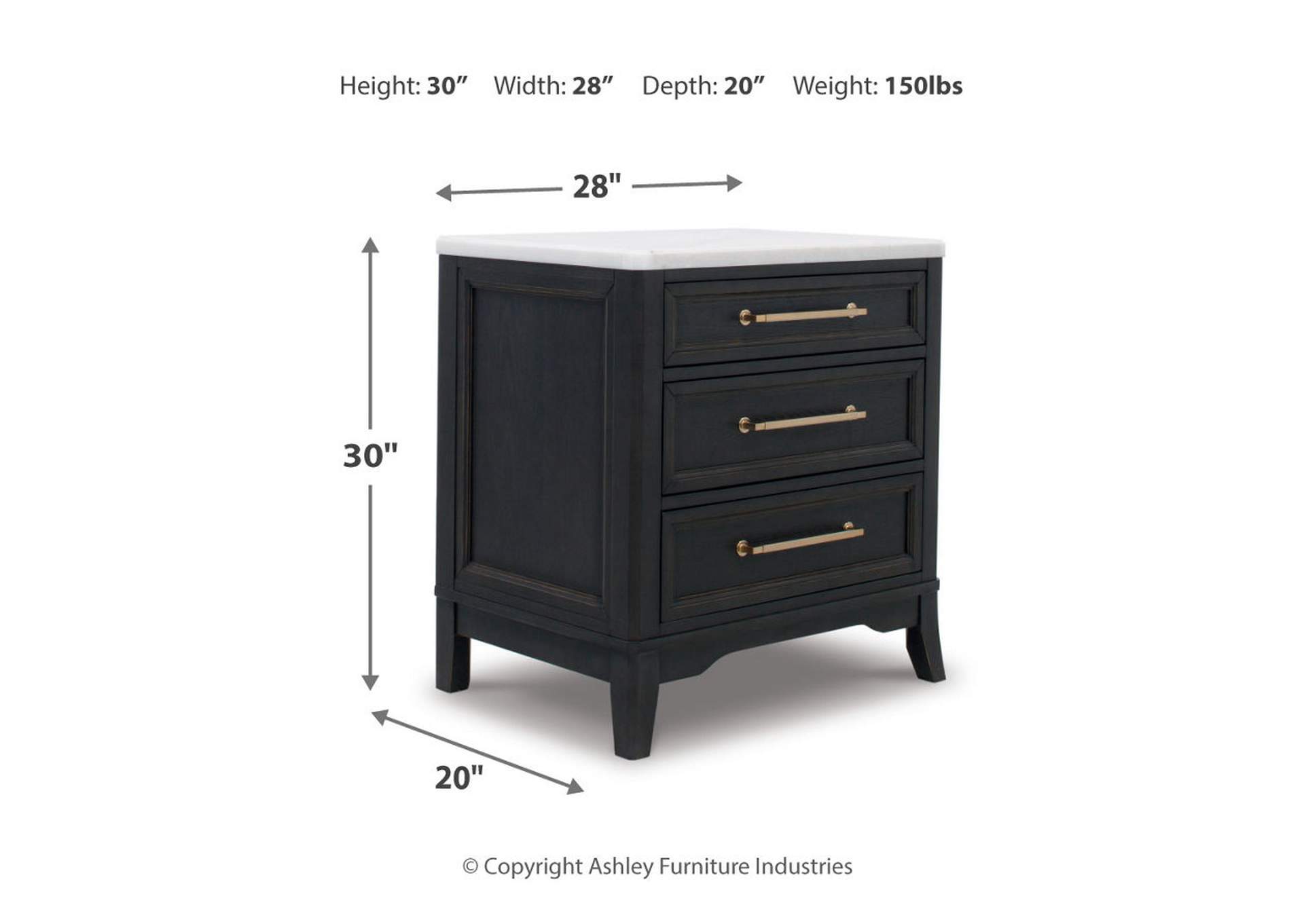 Welltern Nightstand,Millennium