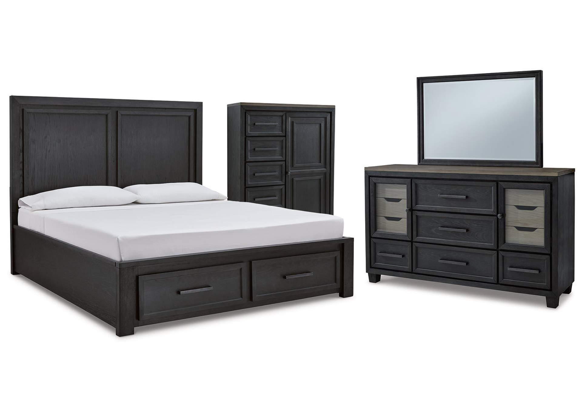 Foyland Queen Panel Storage Bed with Mirrored Dresser and Chest,Signature Design By Ashley