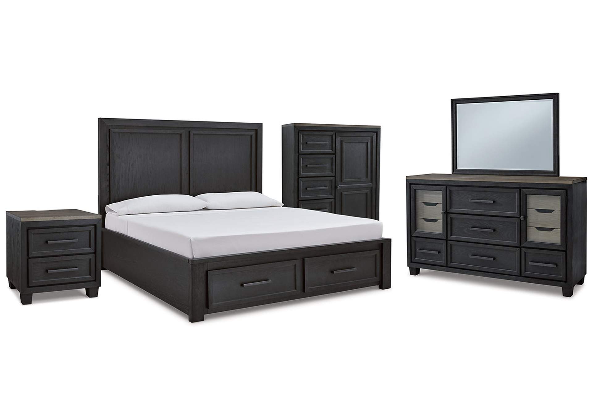 Foyland Cal King Panel Storage Bed, Dresser, Mirror, Chest and Nightstand,Signature Design By Ashley