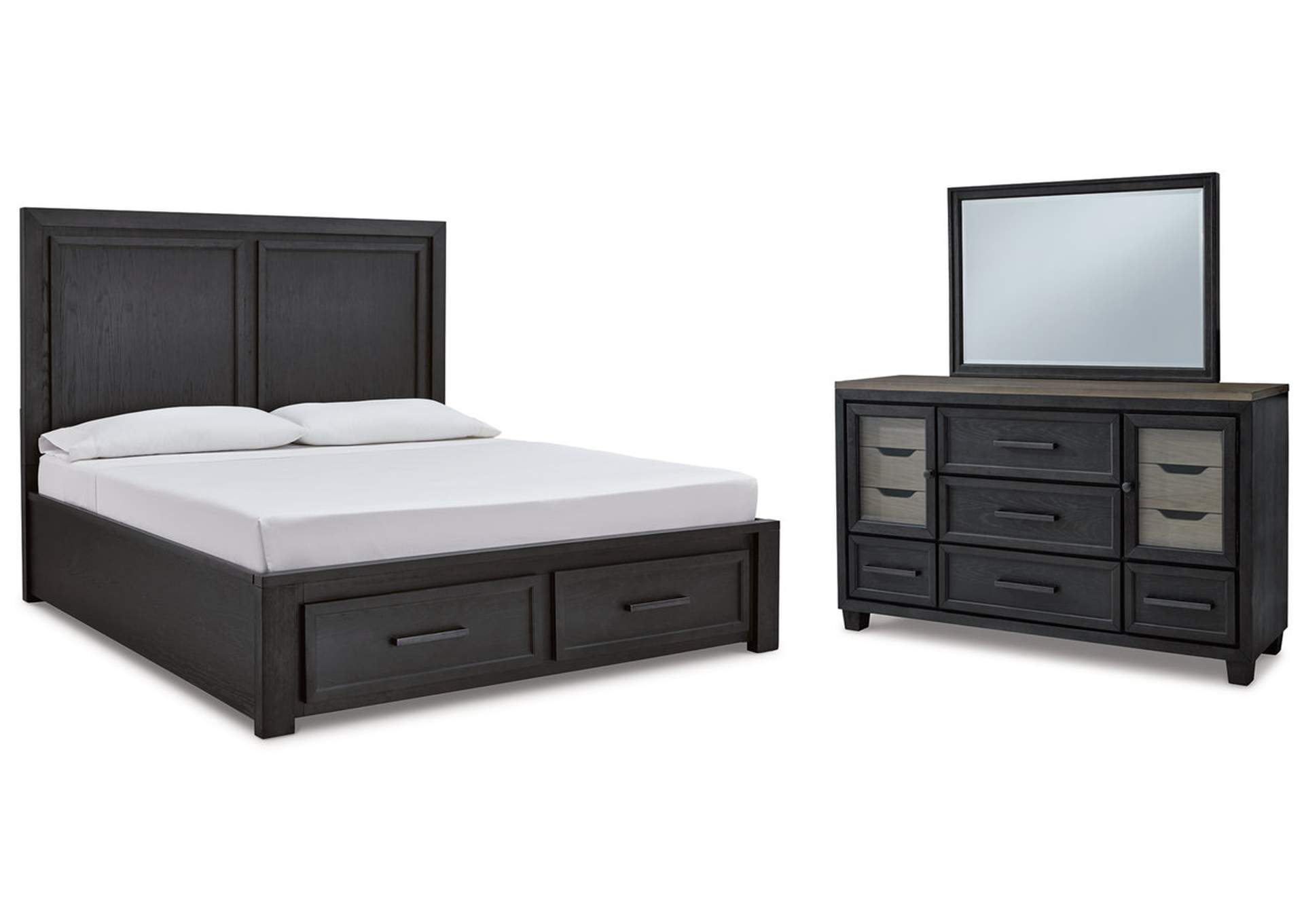 Foyland California King Panel Storage Bed, Dresser and Mirror,Signature Design By Ashley