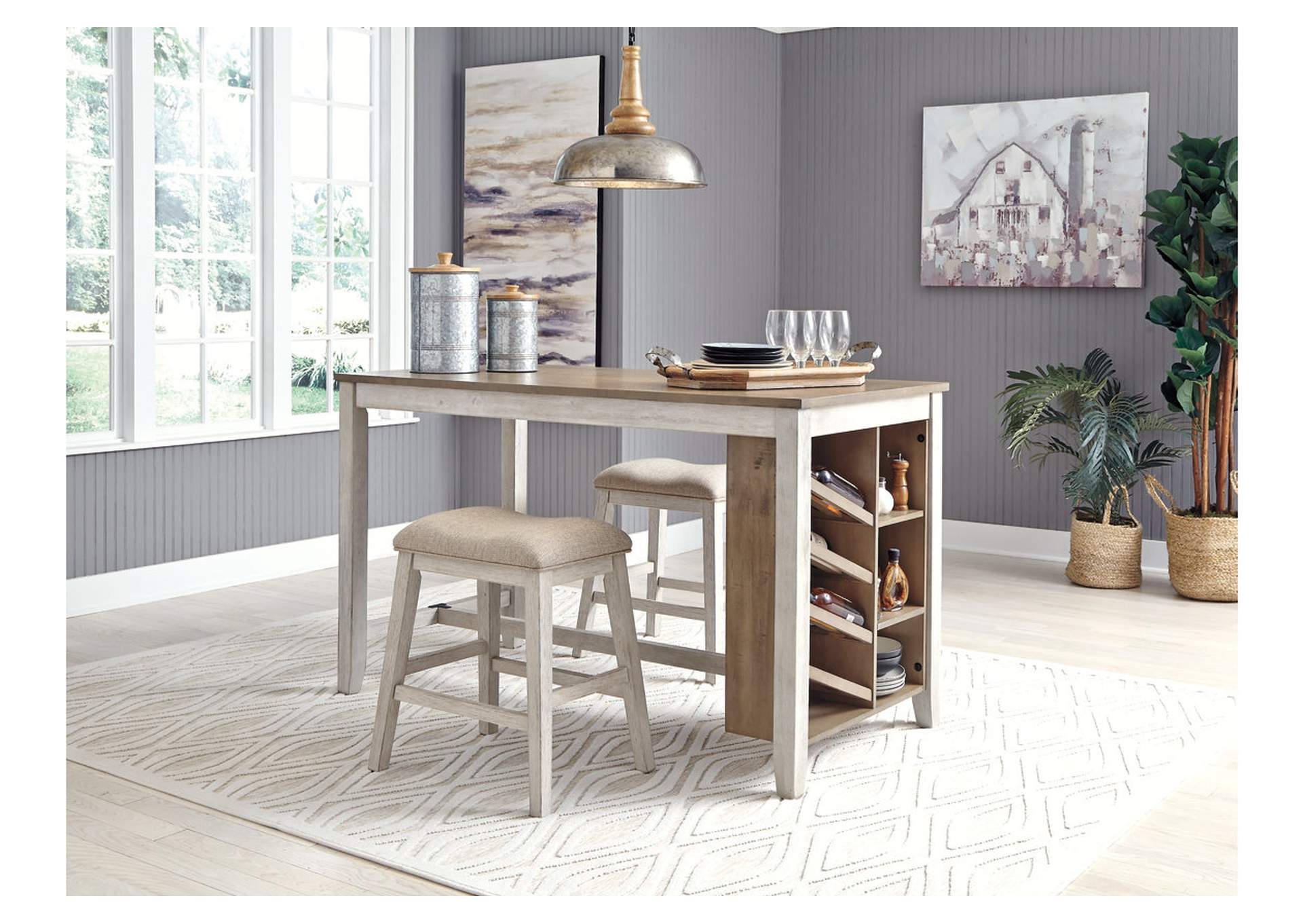 Skempton Counter Height Dining Table and 2 Barstools,Signature Design By Ashley