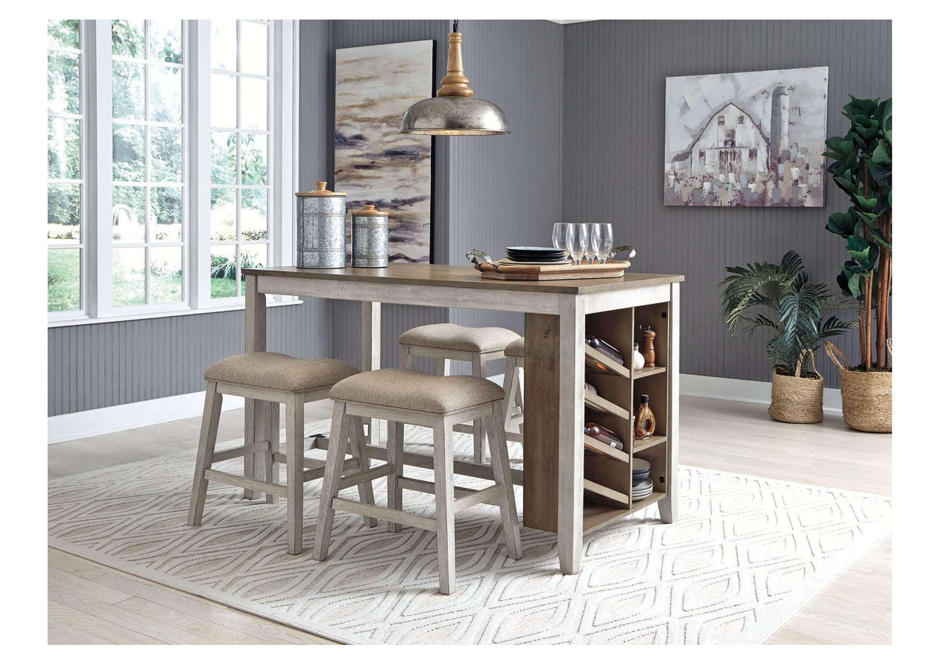 Skempton Counter Height Dining Table and 4 Barstools,Signature Design By Ashley