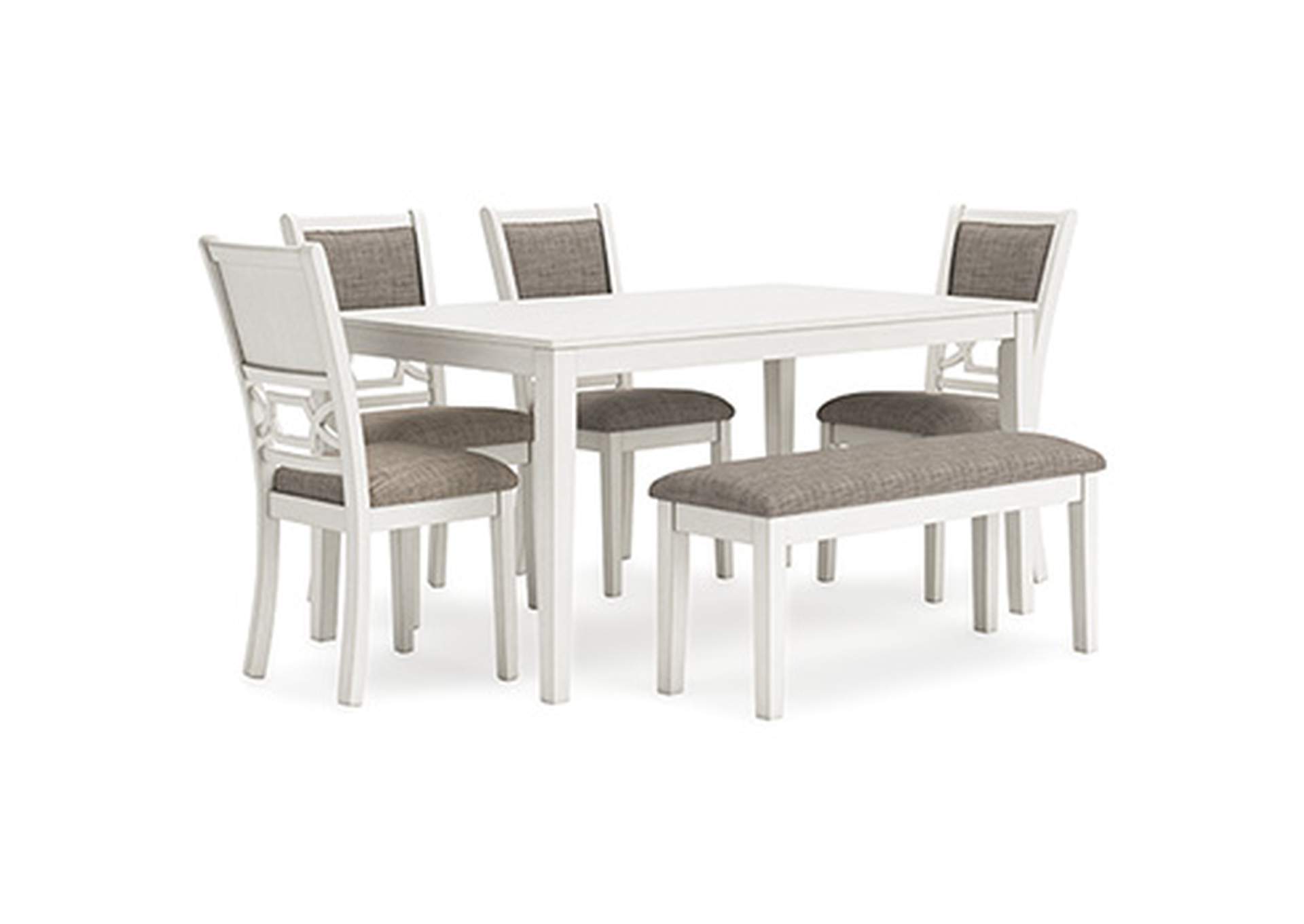 Erinberg Dining Table and 4 Chairs and Bench (Set of 6),Signature Design By Ashley