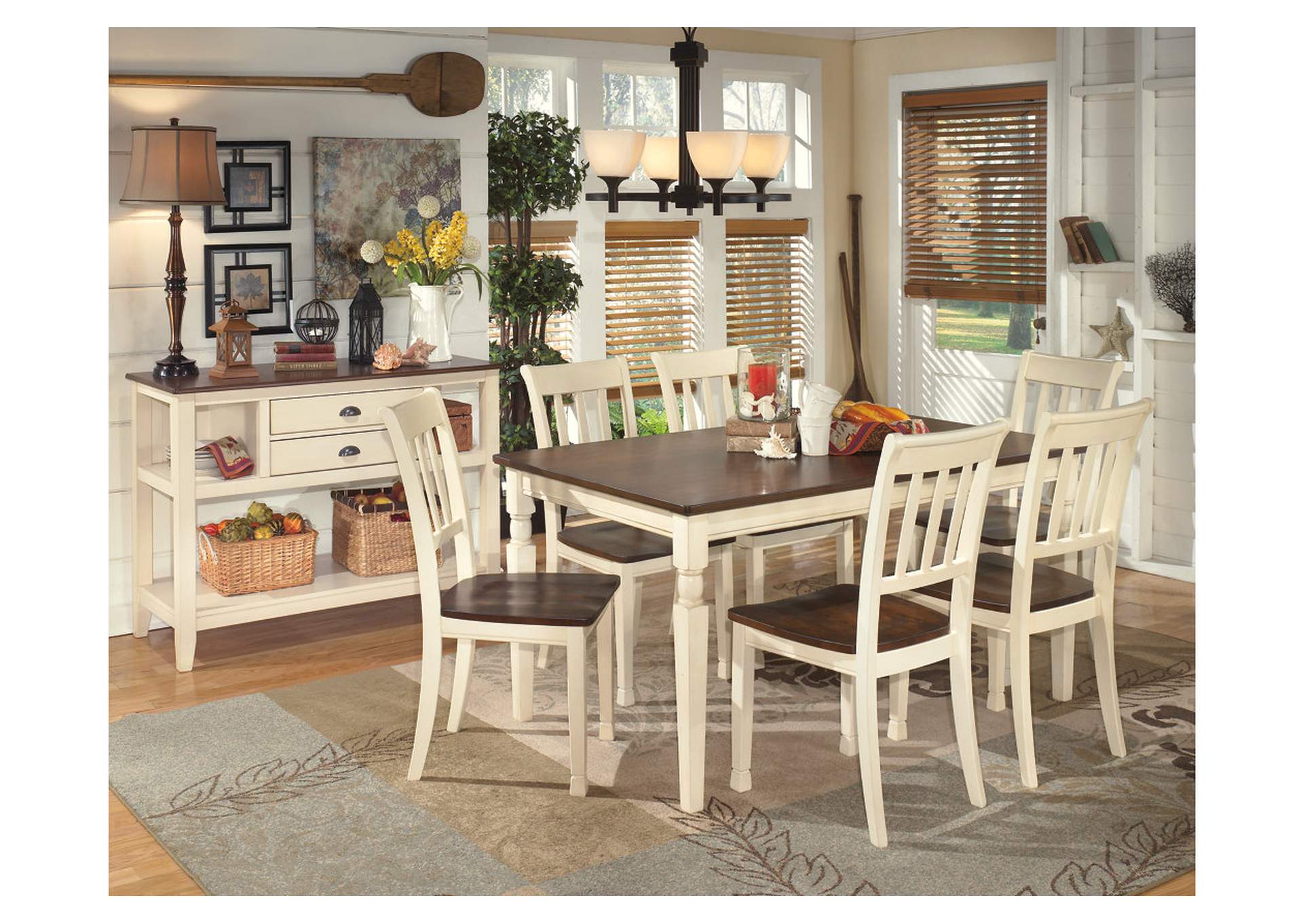 Whitesburg Dining Table and 6 Chairs with Server,Signature Design By Ashley