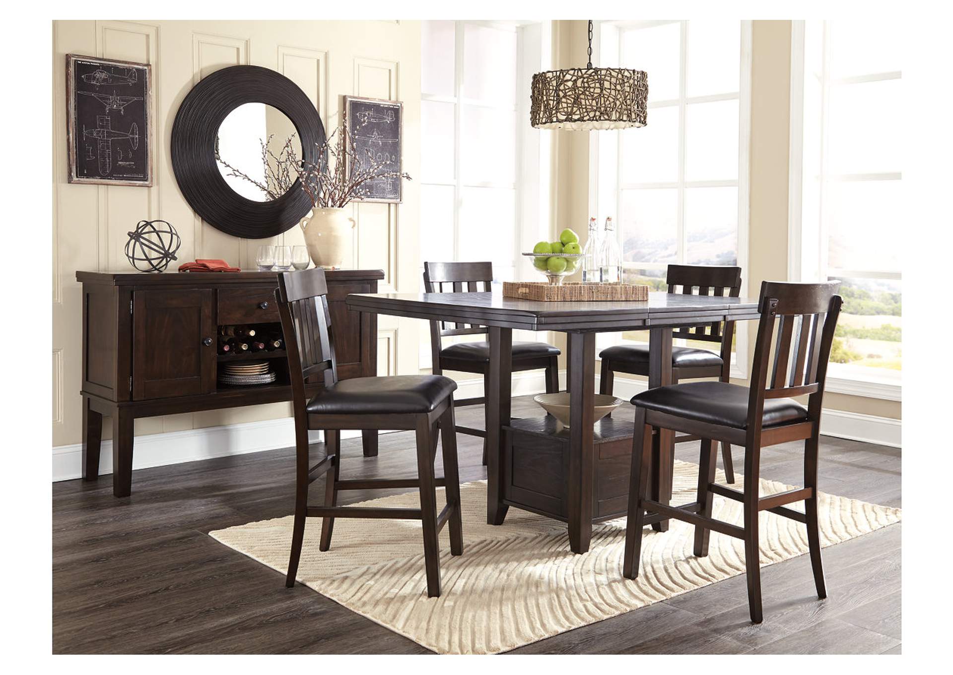 Haddigan Counter Height Dining Table, 4 Barstools and Server,Signature Design By Ashley