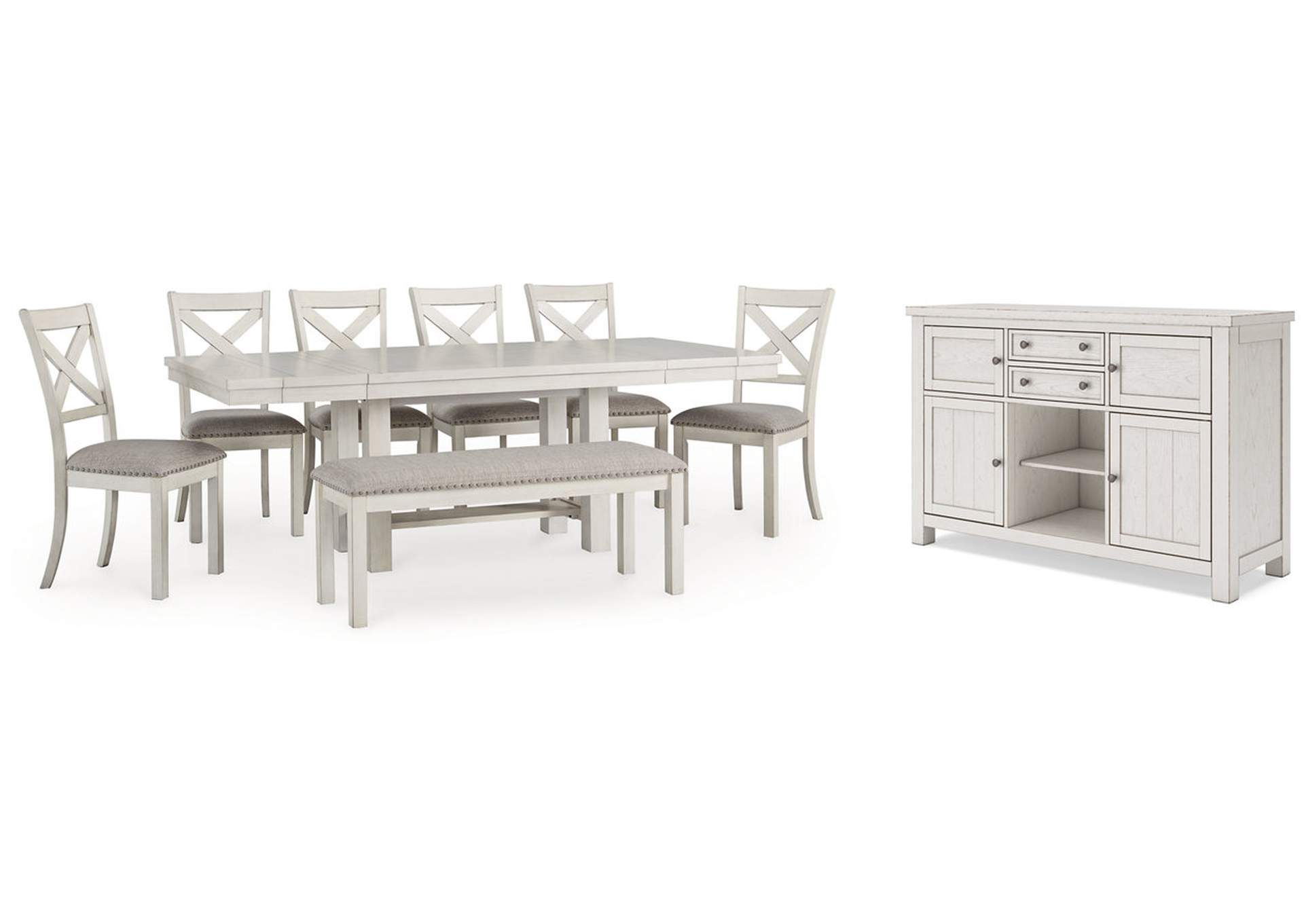 Robbinsdale Dining Table and 6 Chairs and Bench with Storage,Signature Design By Ashley