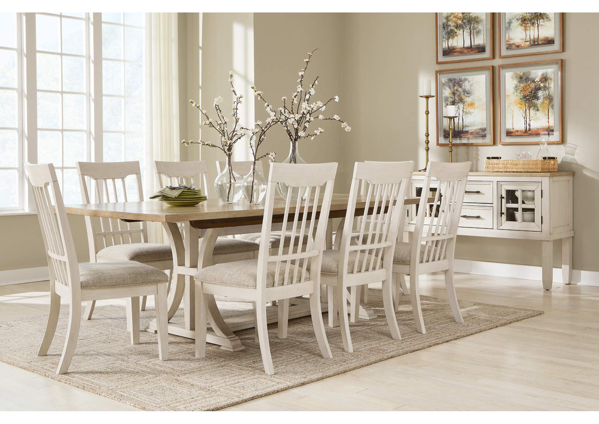 Shaybrock Dining Table and 8 Chairs with Storage,Benchcraft