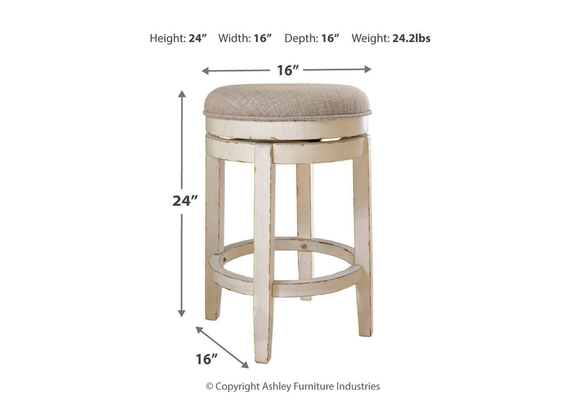 Realyn Chipped White Bar Stool,Direct To Consumer Express