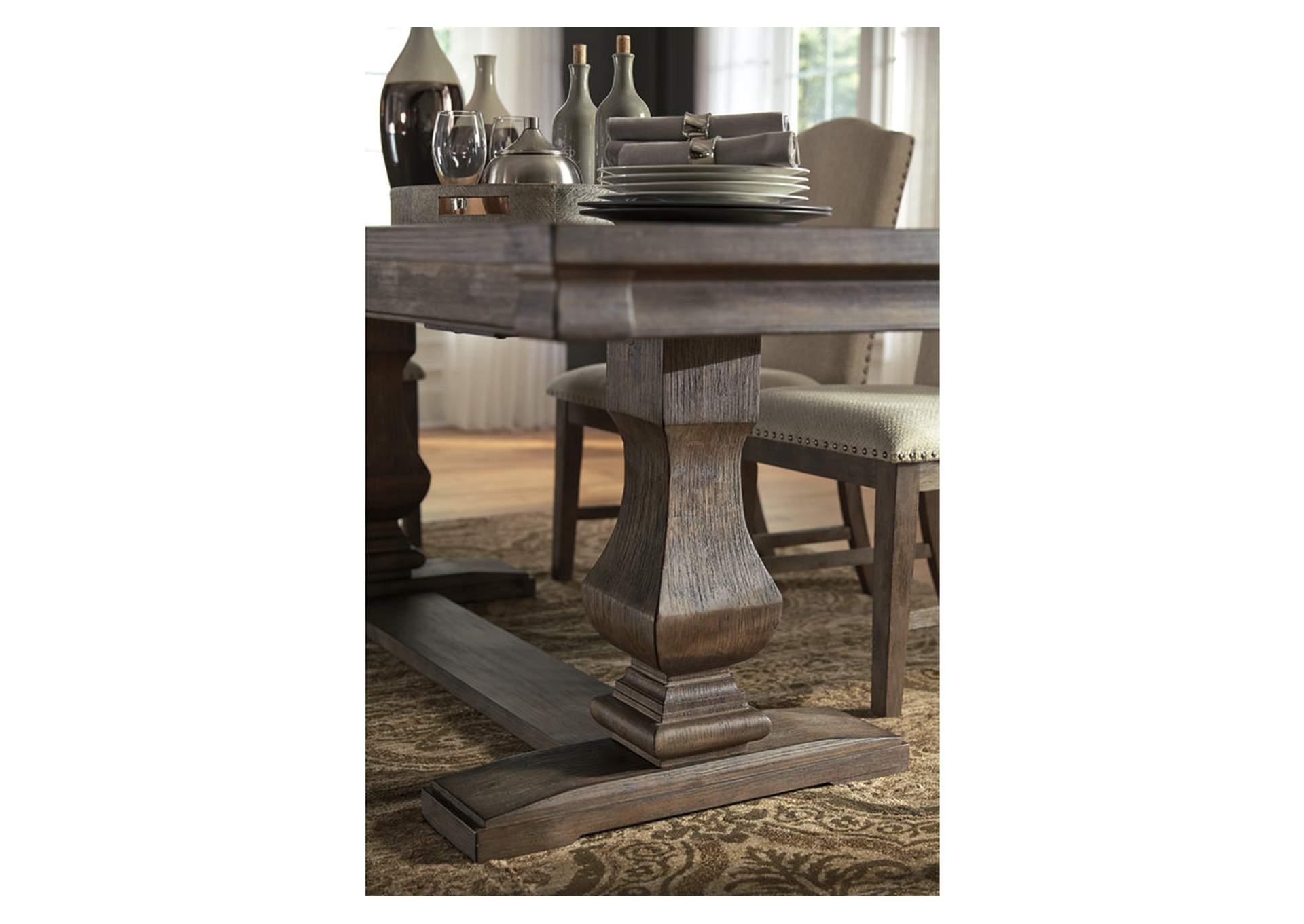 Johnelle Dining Table and 4 Chairs and Bench with Storage,Millennium