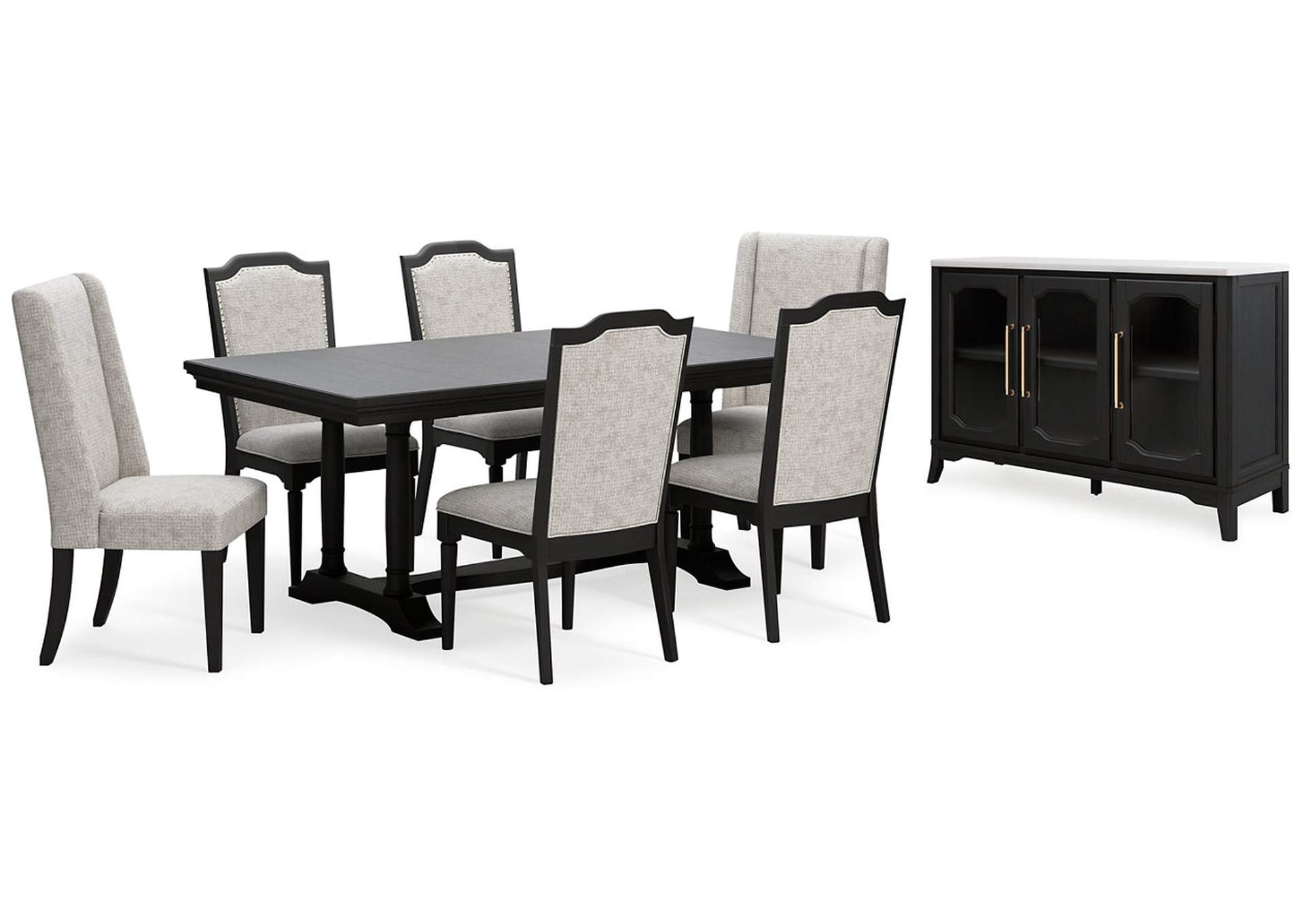 Welltern Dining Table and 6 Chairs with Storage,Millennium