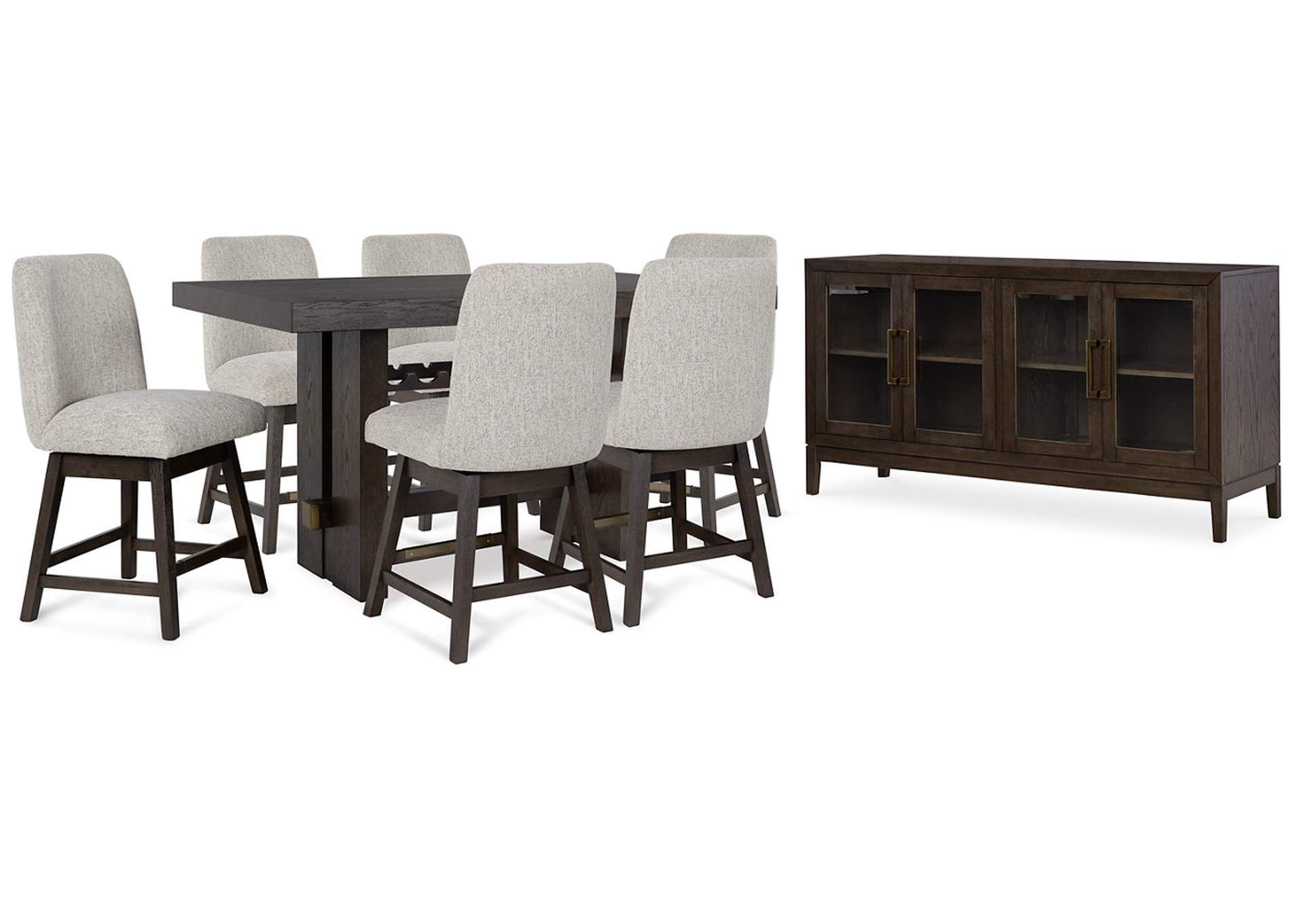 Burkhaus Counter Height Dining Table and 6 Barstools with Storage,Signature Design By Ashley