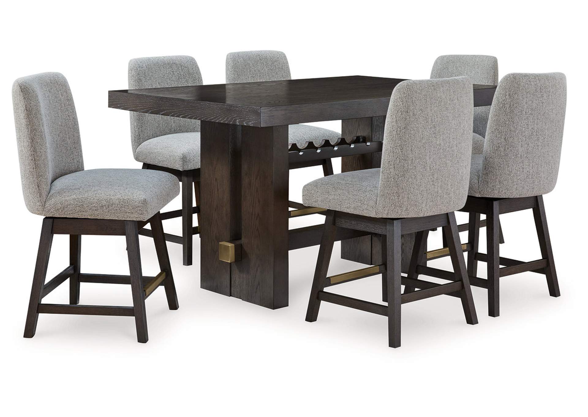 Burkhaus Counter Height Dining Table and 6 Barstools,Signature Design By Ashley