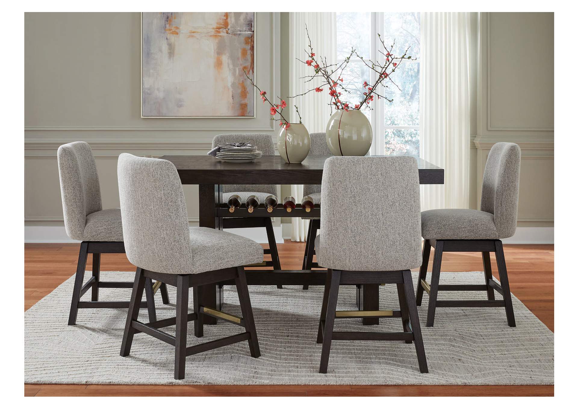 Burkhaus Counter Height Dining Table and 6 Barstools,Signature Design By Ashley