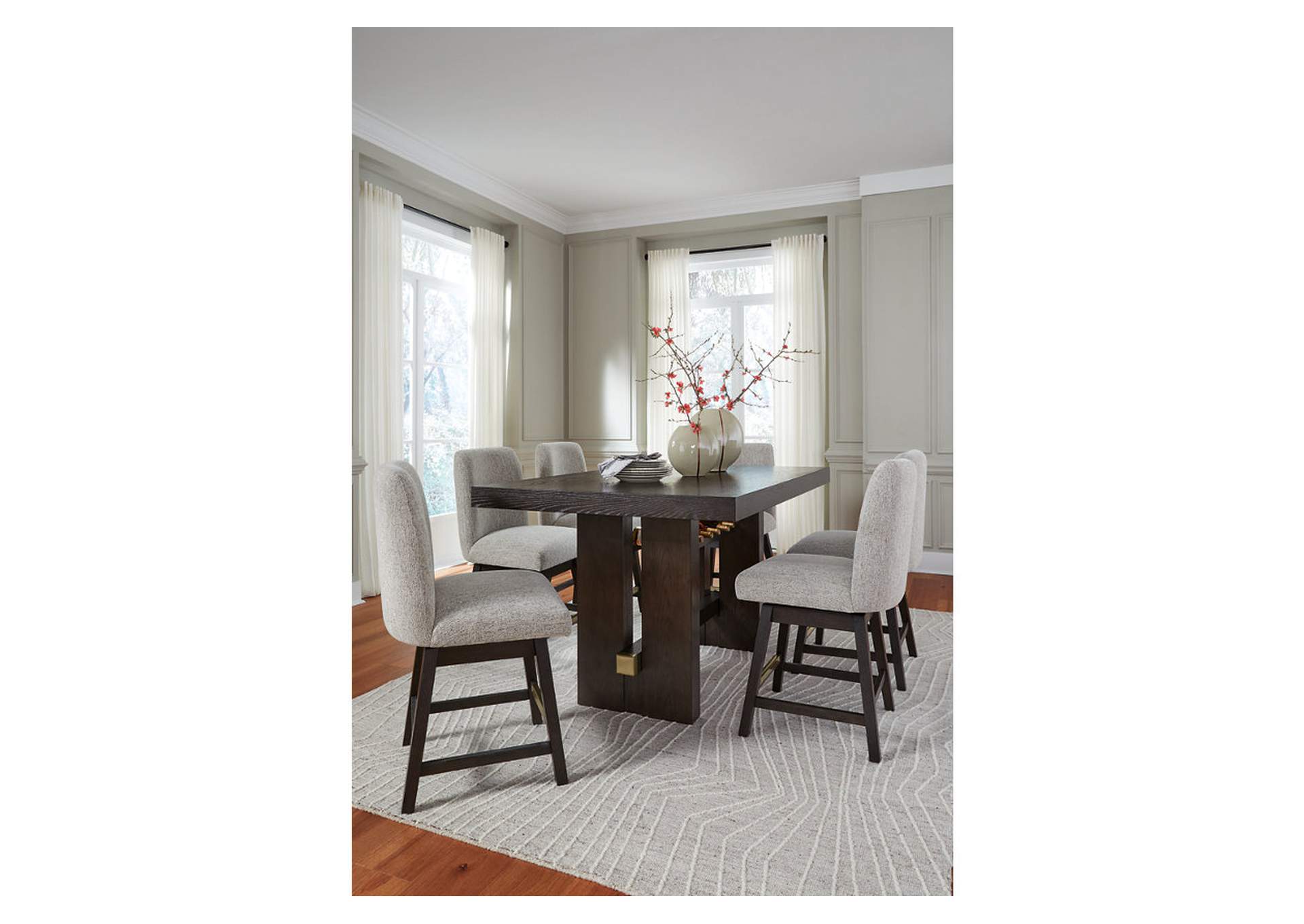 Burkhaus Counter Height Dining Table and 6 Barstools,Signature Design By Ashley