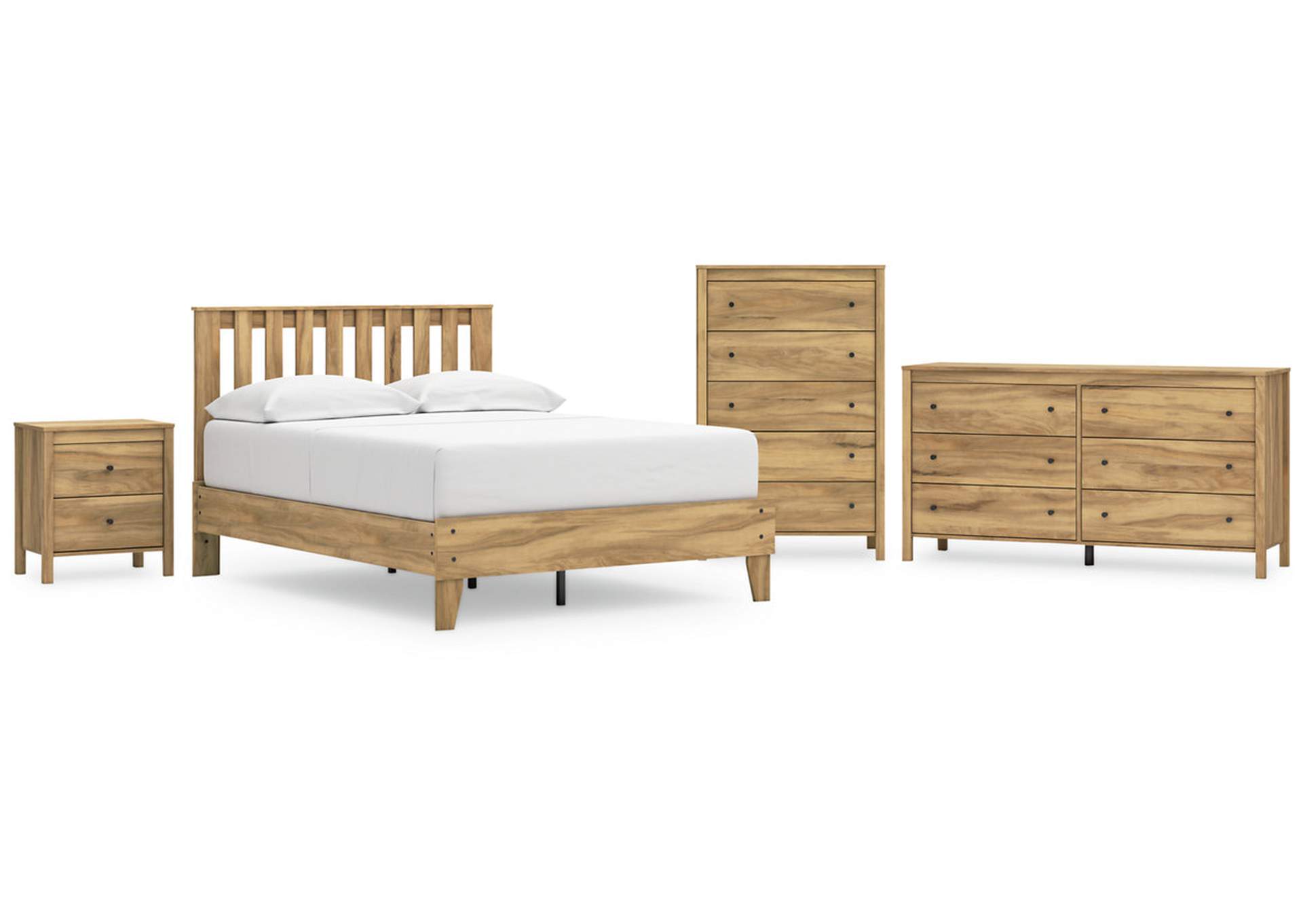 Bermacy Full Platform Panel Bed with Dresser, Chest and Nightstand,Signature Design By Ashley