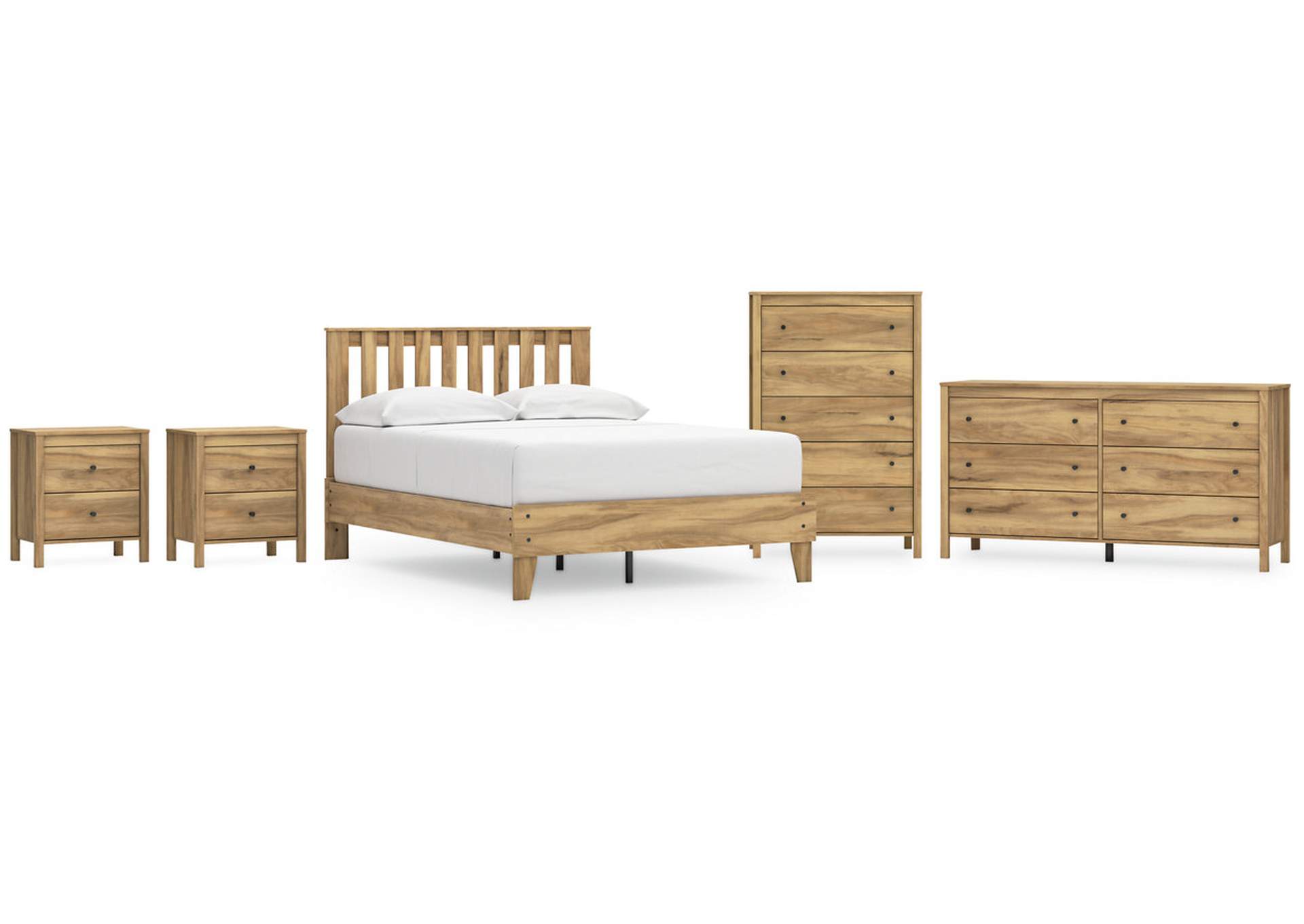 Bermacy Full Platform Panel Bed with Dresser, Chest and 2 Nightstands,Signature Design By Ashley