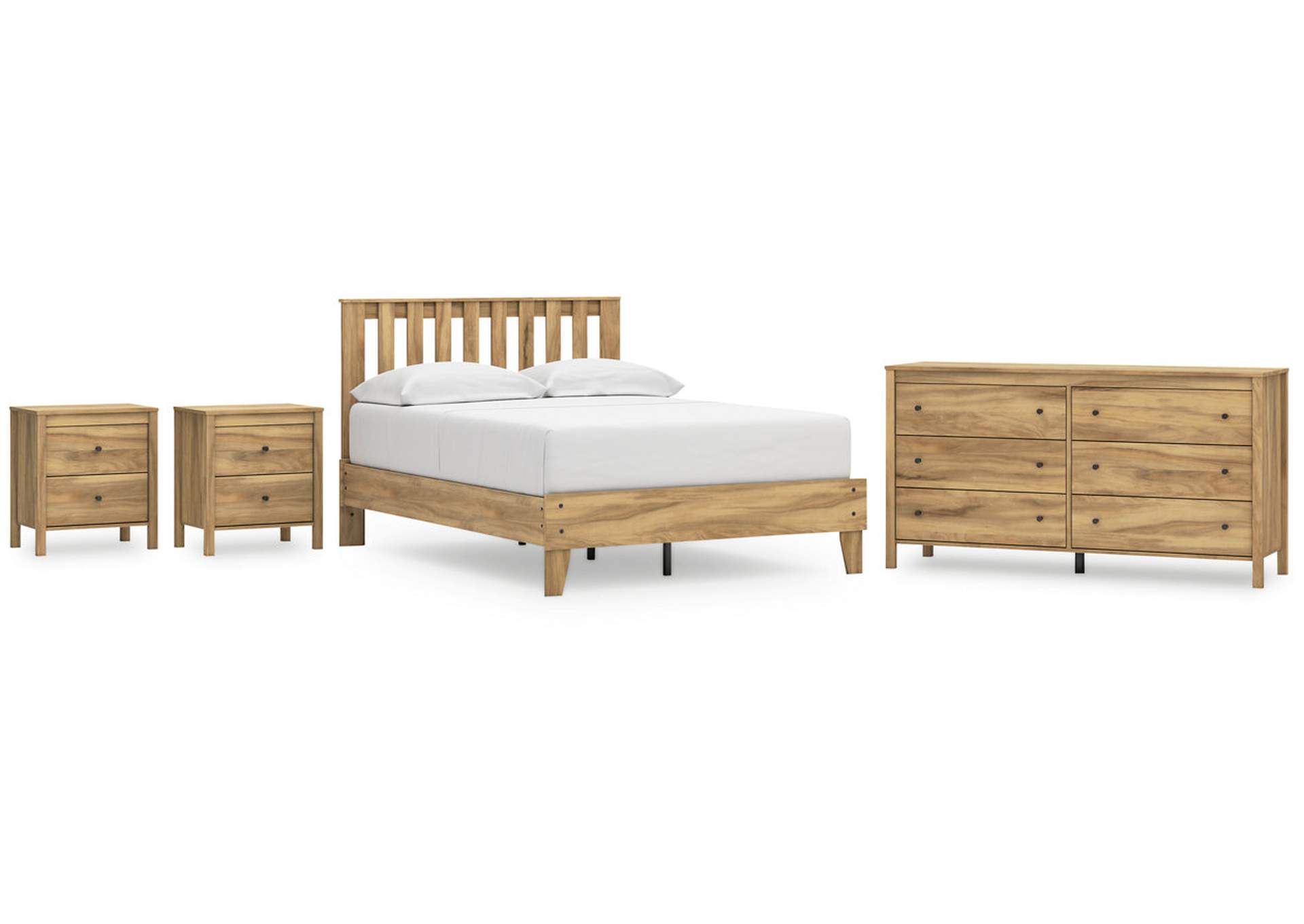 Bermacy Full Platform Panel Bed with Dresser and 2 Nightstands,Signature Design By Ashley