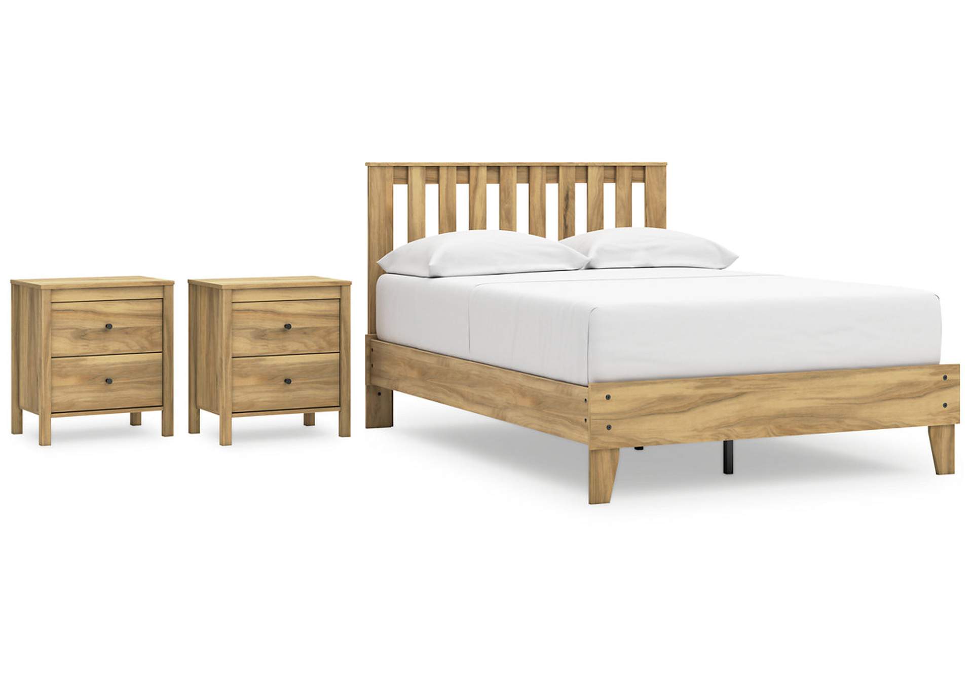 Bermacy Full Platform Panel Bed with 2 Nightstands,Signature Design By Ashley