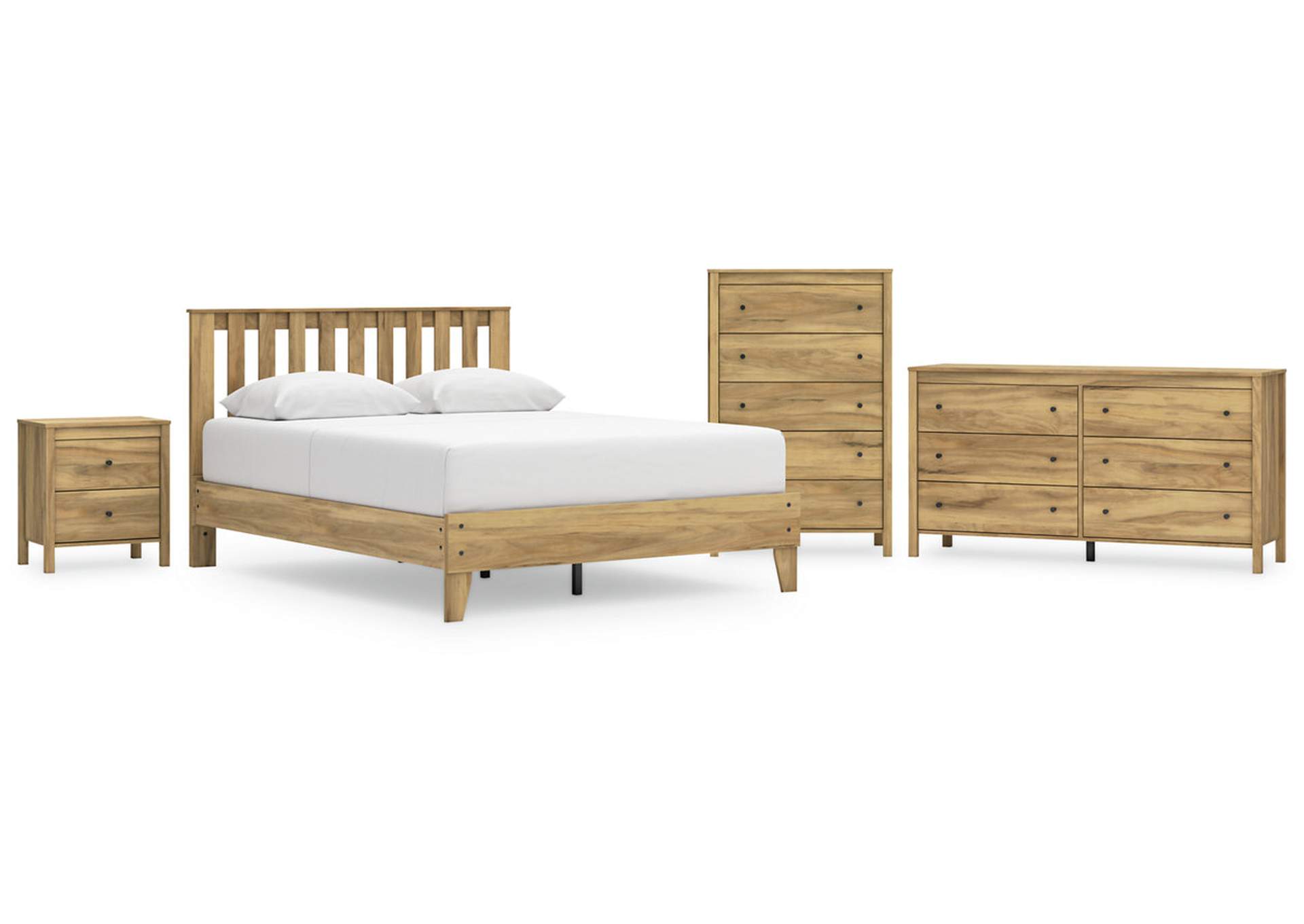 Bermacy Queen Platform Panel Bed with Dresser, Chest and Nightstand,Signature Design By Ashley