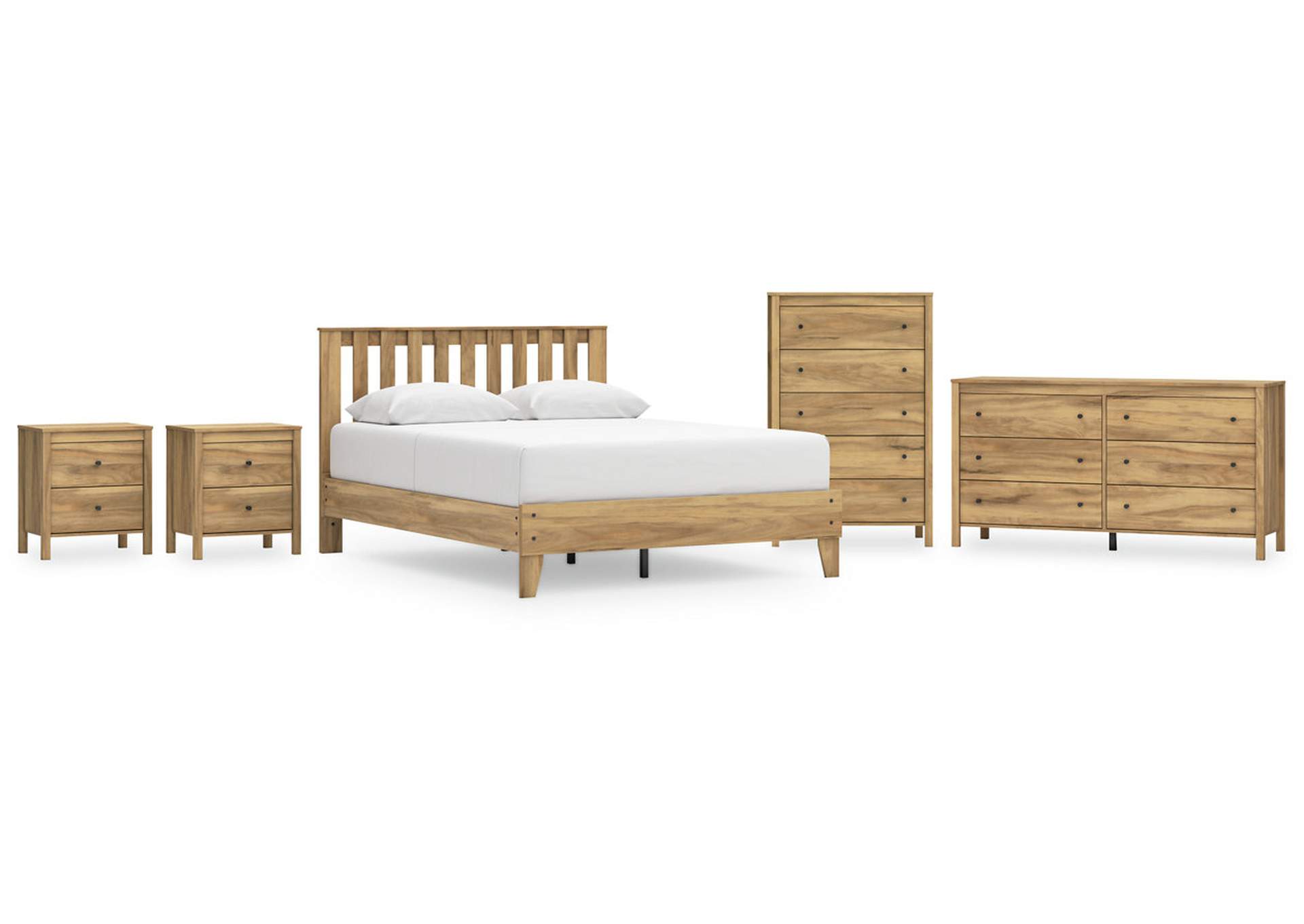 Bermacy Queen Platform Panel Bed with Dresser, Chest and 2 Nightstands,Signature Design By Ashley