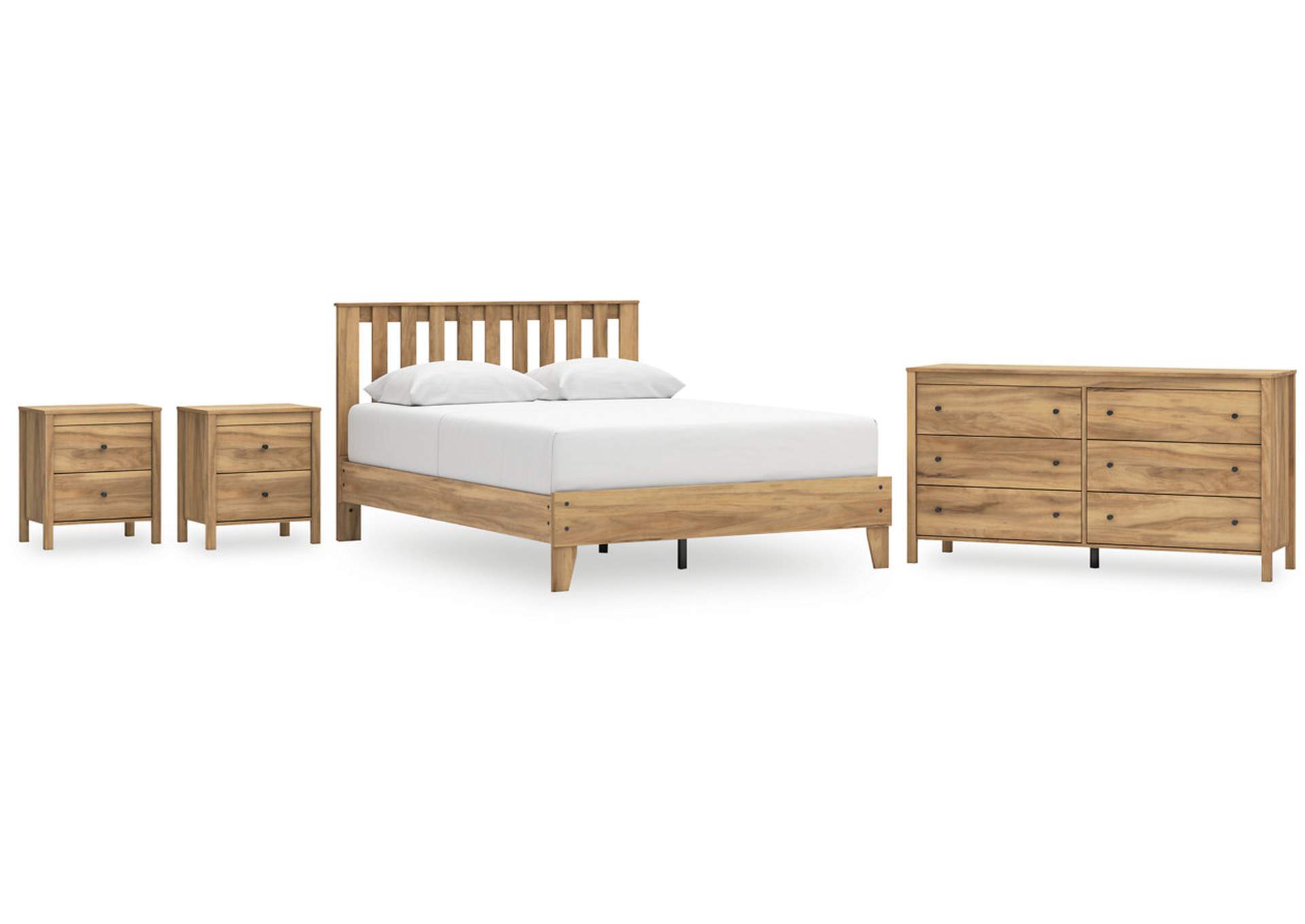 Bermacy Queen Platform Panel Bed with Dresser and 2 Nightstands,Signature Design By Ashley