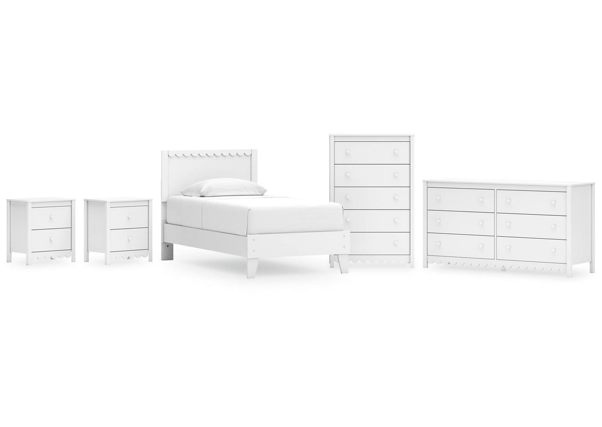 Hallityn Twin Panel Platform Bed with Dresser, Chest and 2 Nightstands,Signature Design By Ashley