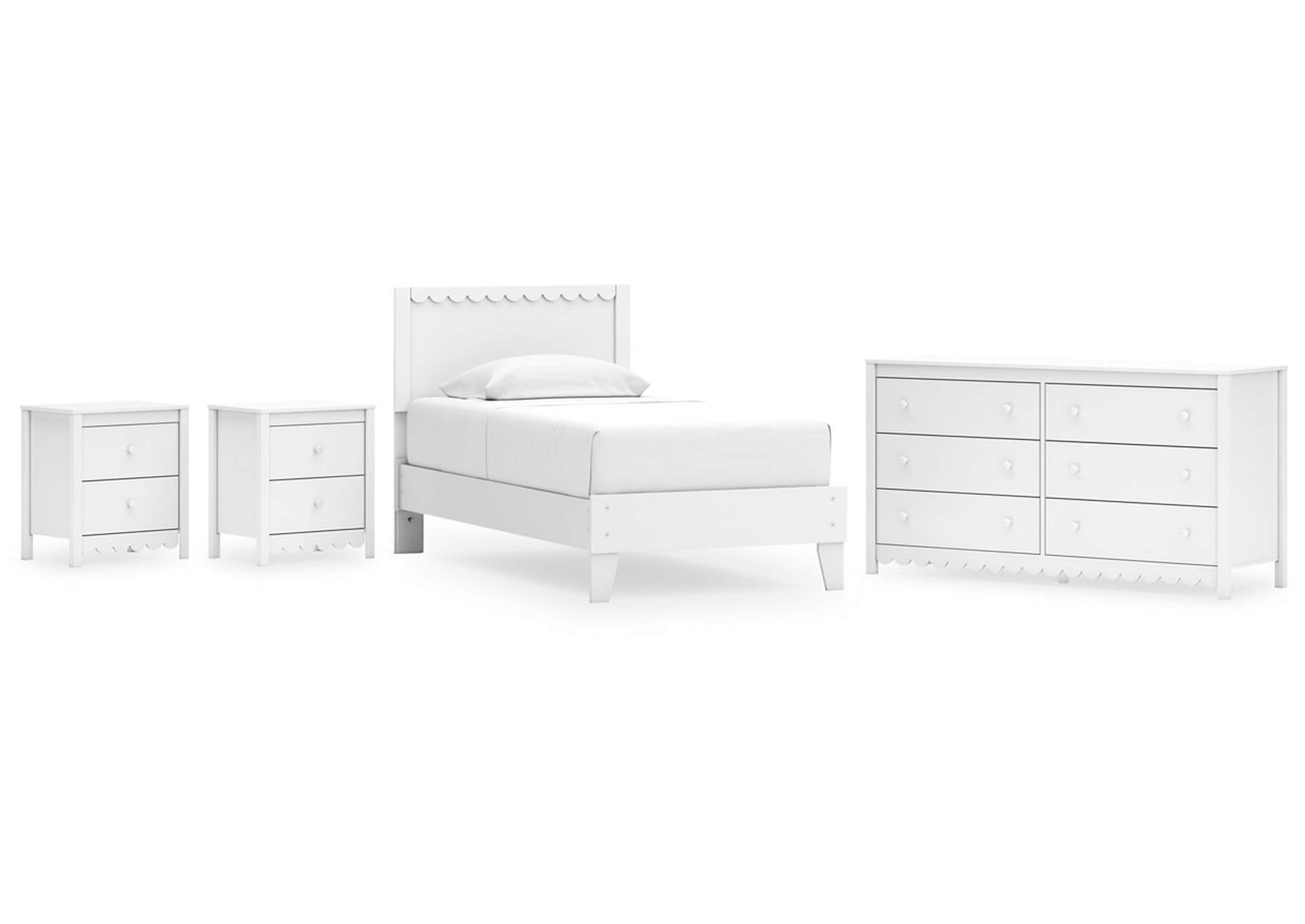 Hallityn Twin Panel Platform Bed with Dresser and 2 Nightstands,Signature Design By Ashley