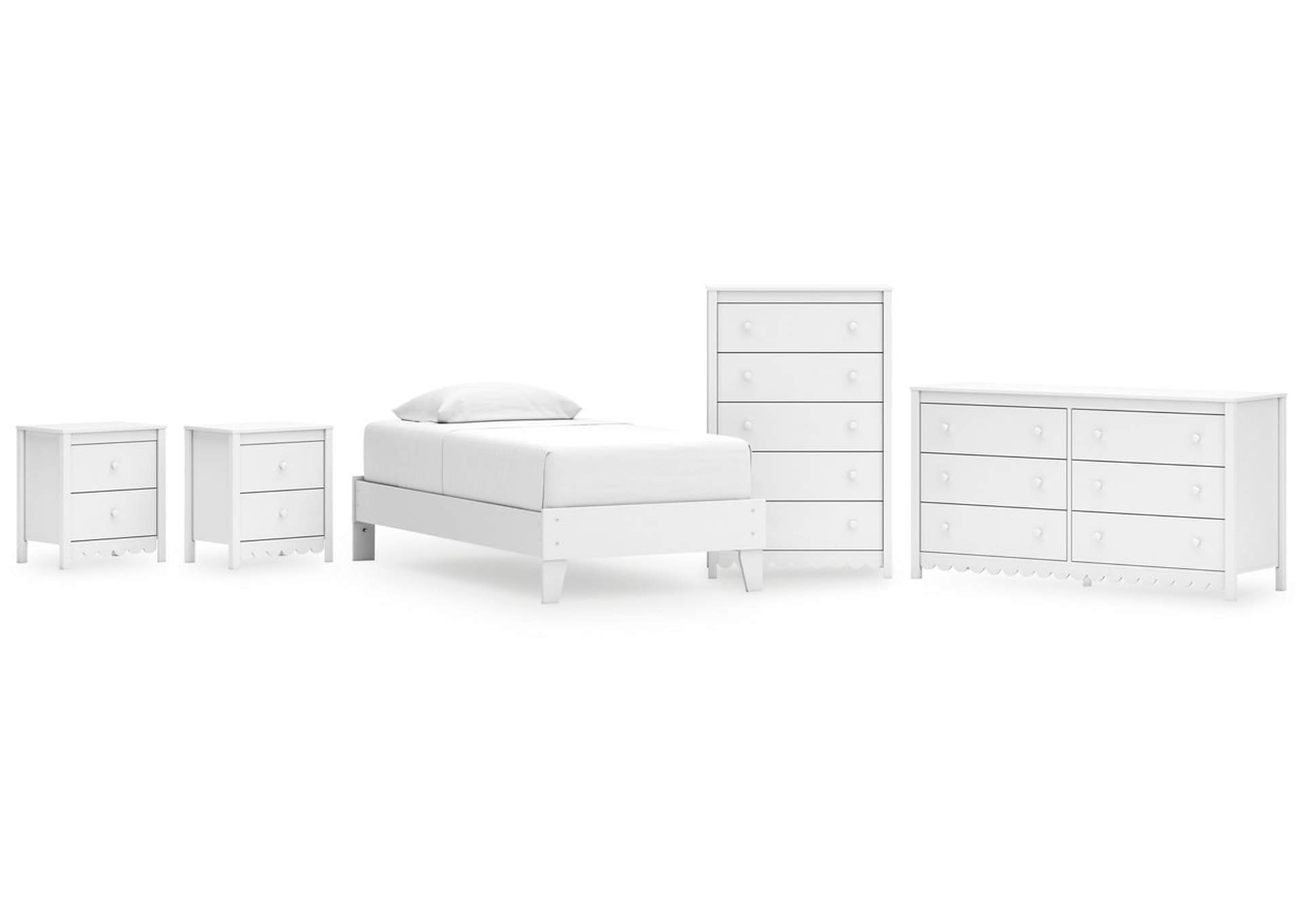 Hallityn Twin Platform Bed with Dresser, Chest and 2 Nightstands,Signature Design By Ashley