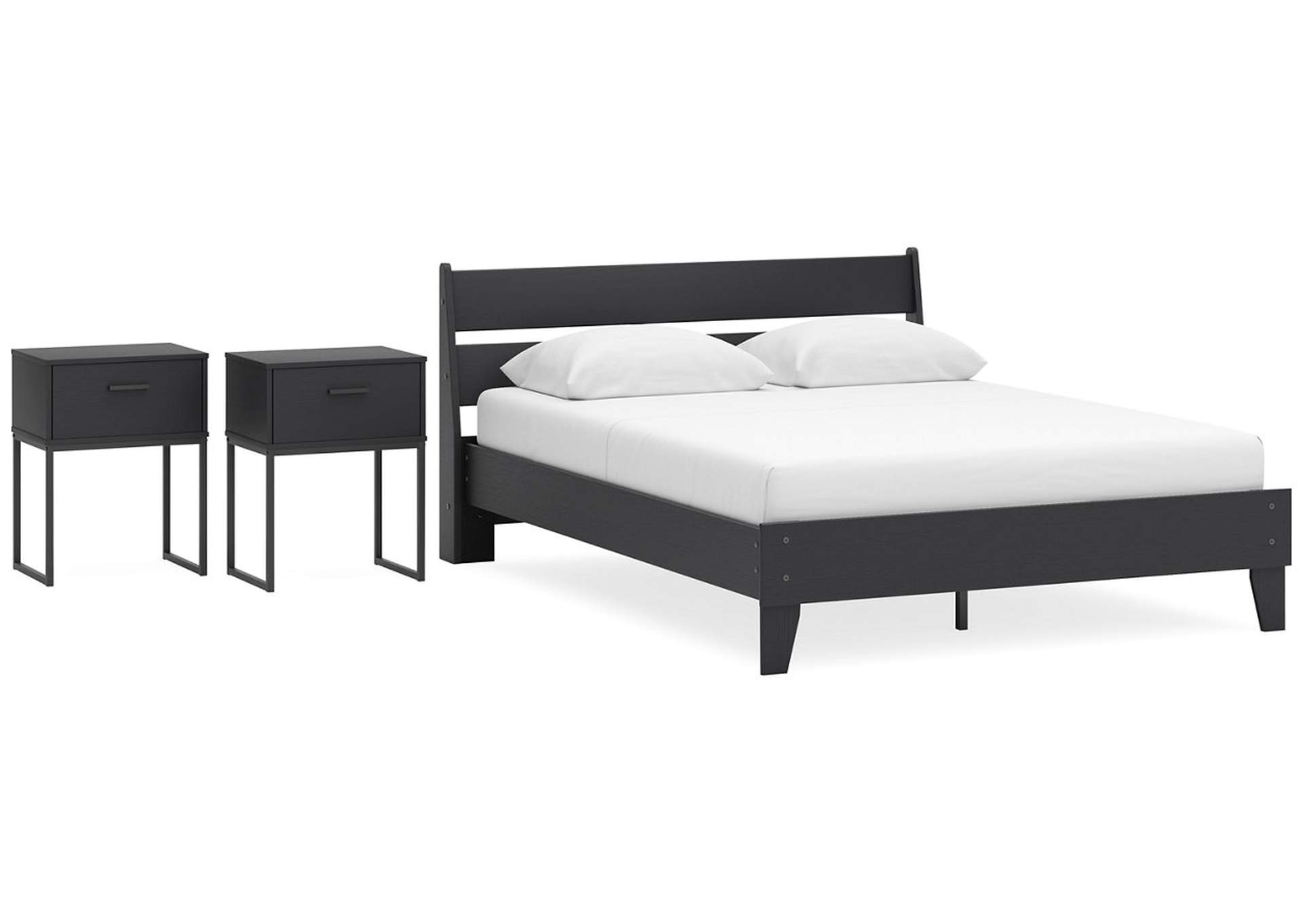 Socalle Queen Panel Platform Bed with 2 Nightstands,Signature Design By Ashley