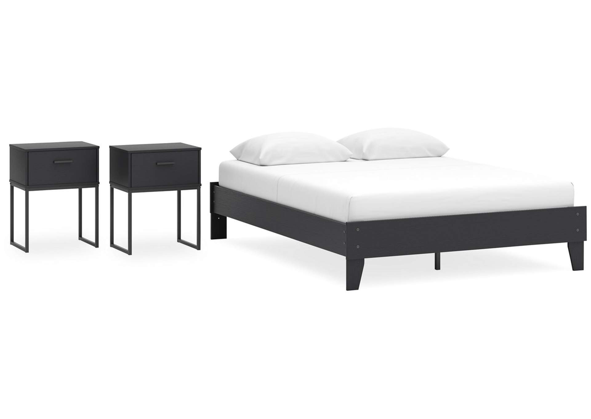 Socalle Queen Platform Bed with 2 Nightstands,Signature Design By Ashley