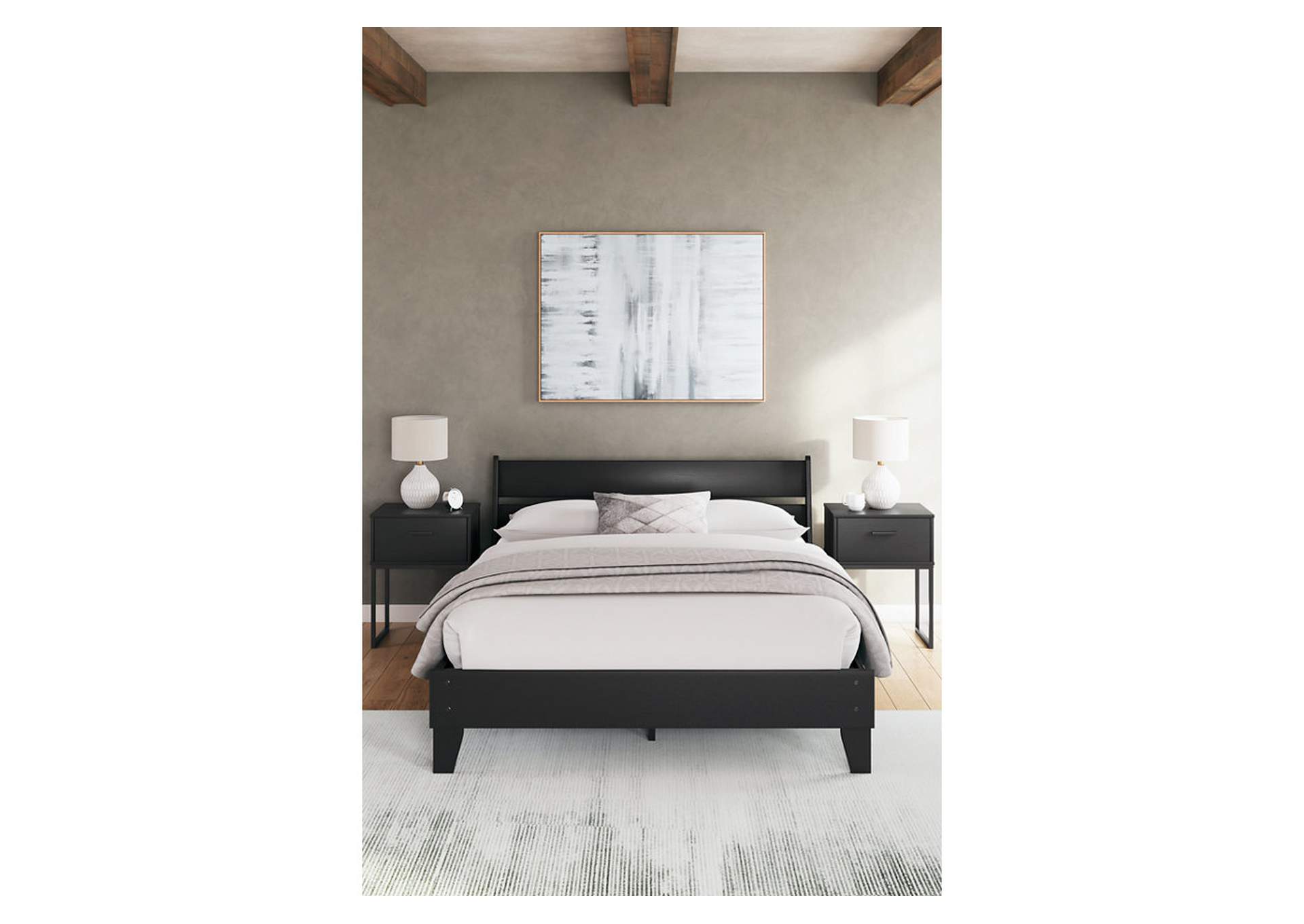 Socalle Queen Panel Platform Bed with 2 Nightstands,Signature Design By Ashley