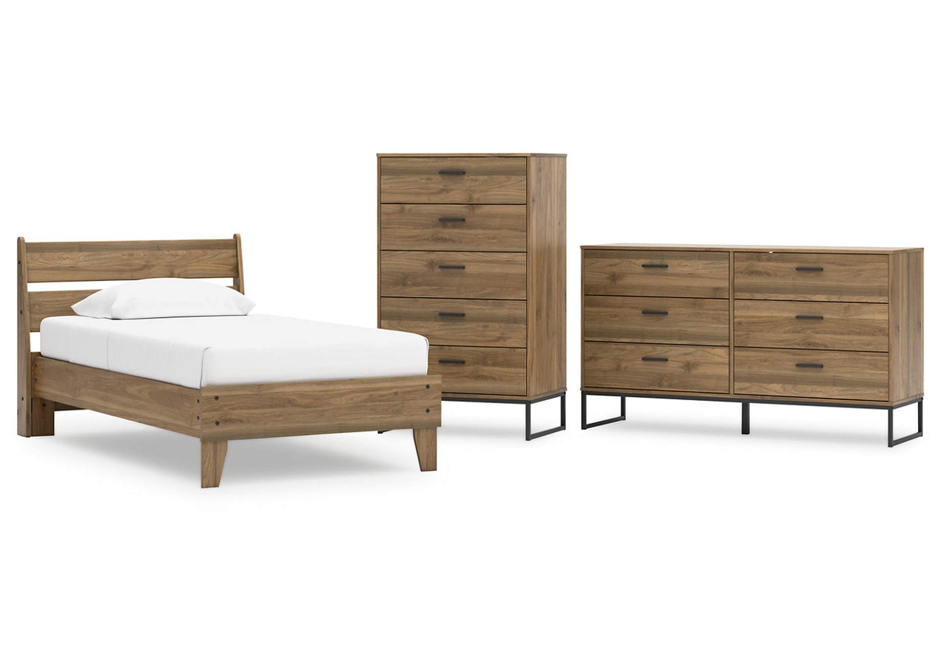 Deanlow Twin Platform Panel Bed with Dresser and Chest,Signature Design By Ashley